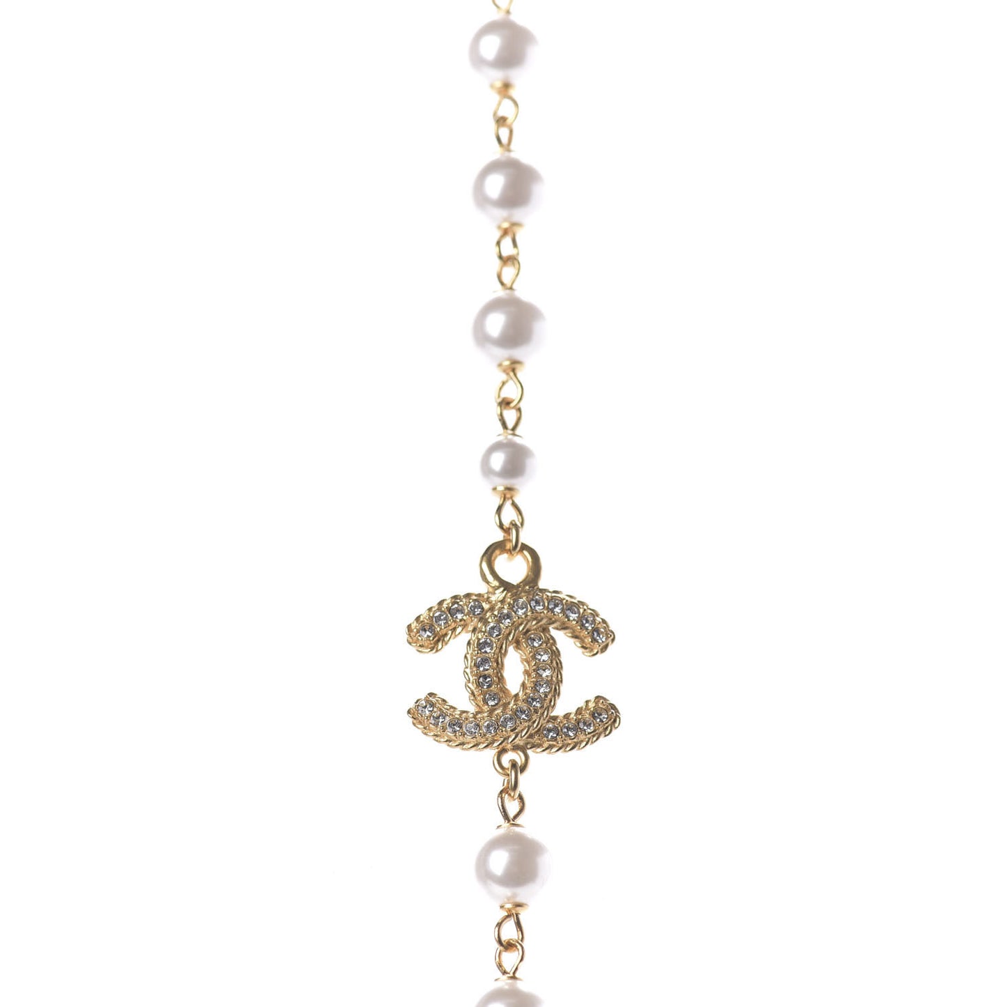 Pearl Crystal 90's Icon CC Necklace Gold