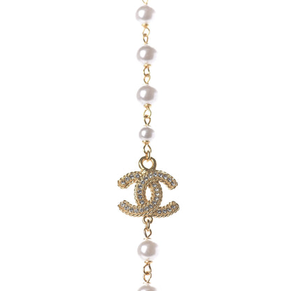Chanel Pearl Crystal 90's Icon CC Necklace Gold 6 of 8