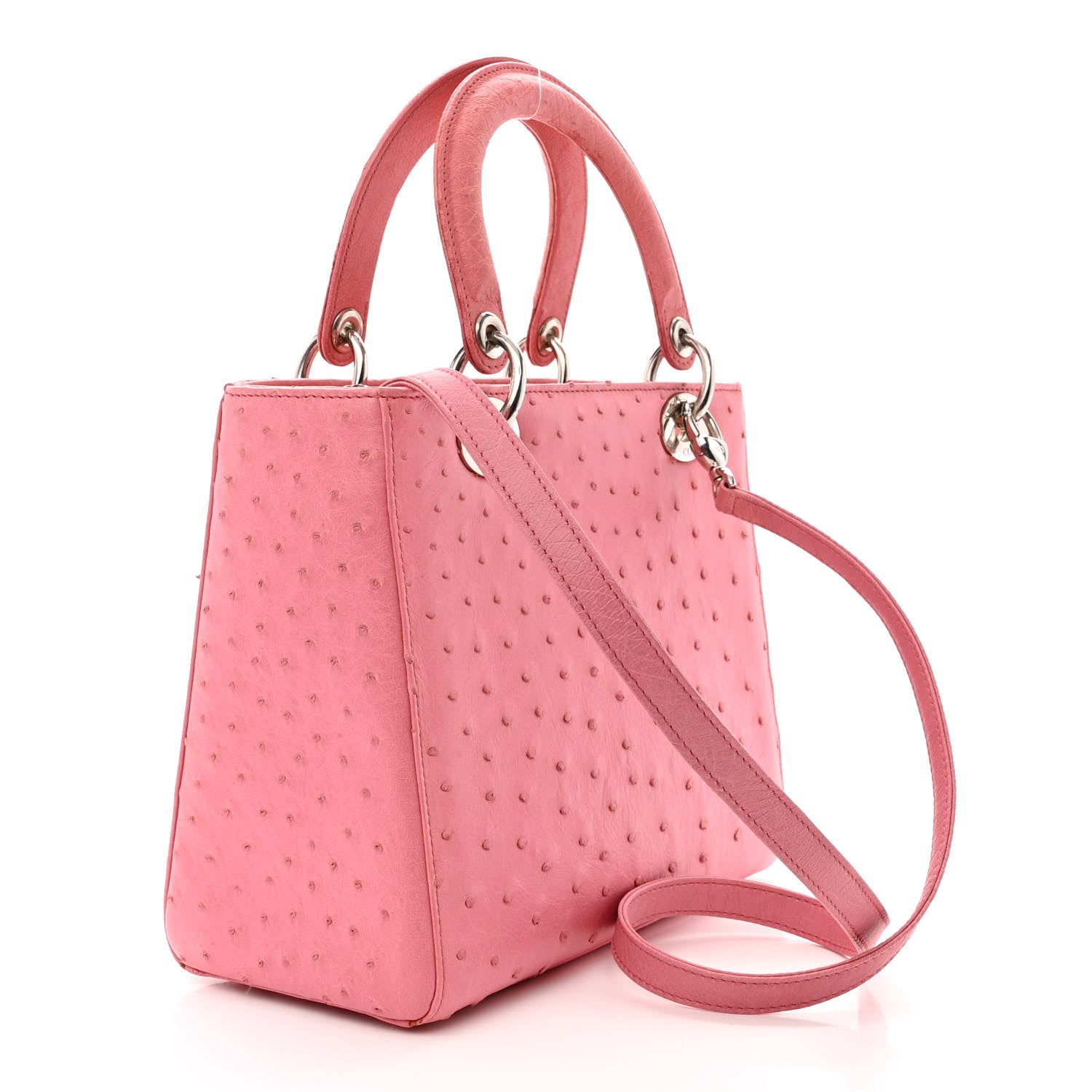 Christian Dior Ostrich Medium Lady Dior Pink 3 of 15