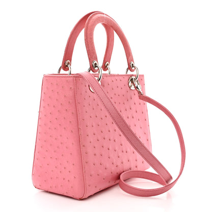 Christian Dior Ostrich Medium Lady Dior Pink 3 of 15