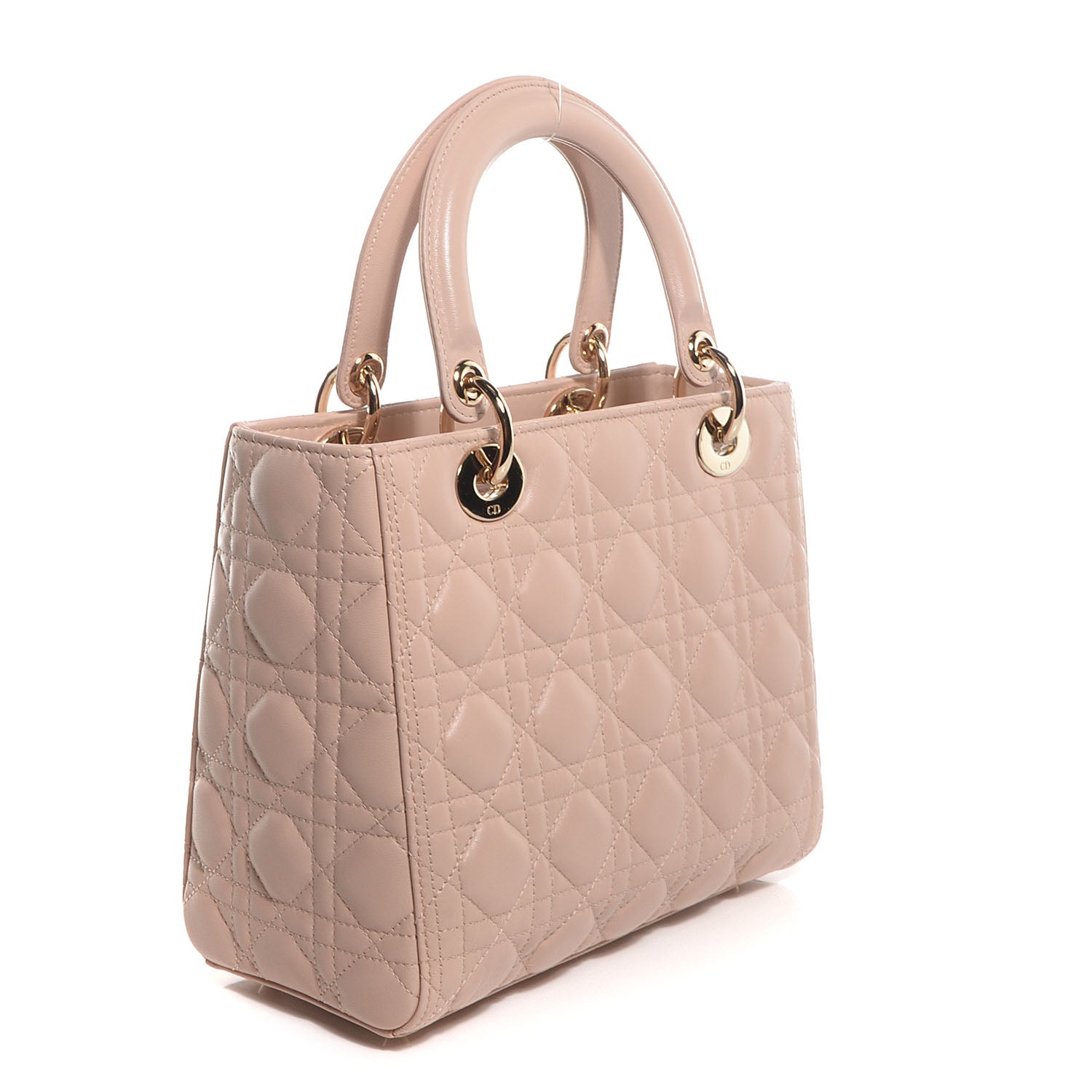 Christian Dior Lambskin Cannage Medium Lady Dior Beige 3 of 9