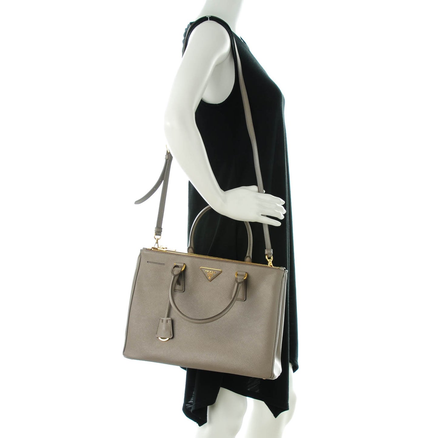 Saffiano Medium Galleria Double Zip Tote Argilla