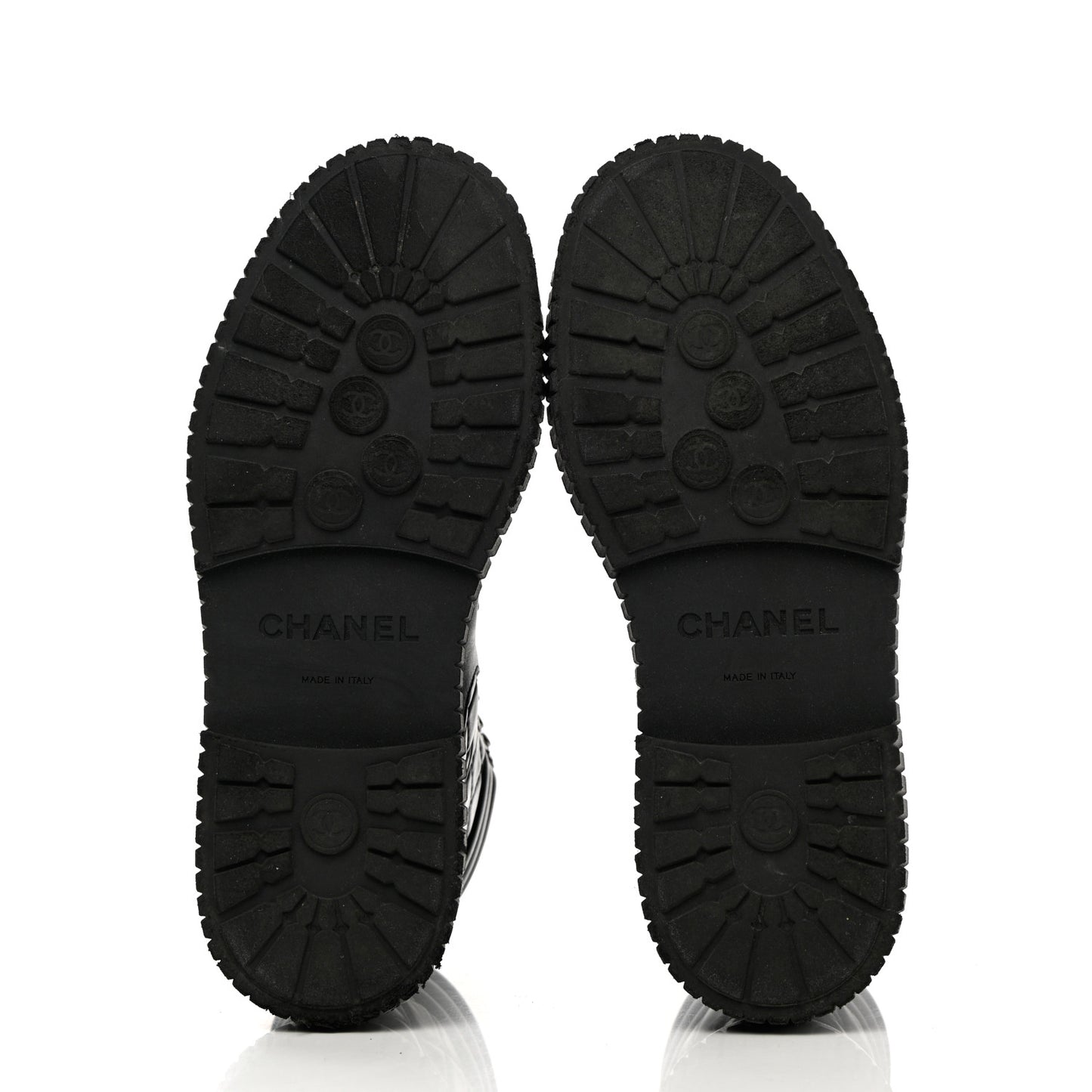 Calfskin Grosgrain Quilted Lace Up Boots 37 Black Grey