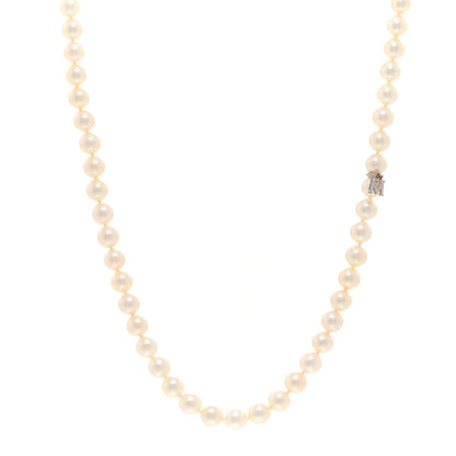 Mikimoto 10K White Gold Akoya Cultured Pearl 6mm Strand Necklace 16" 1 of 4