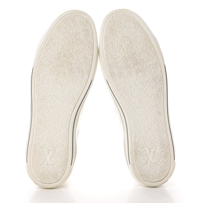 Louis Vuitton Calfskin Suede Damier Infini Mens Aventure Zip Up Sneaker 9 White 5 of 12
