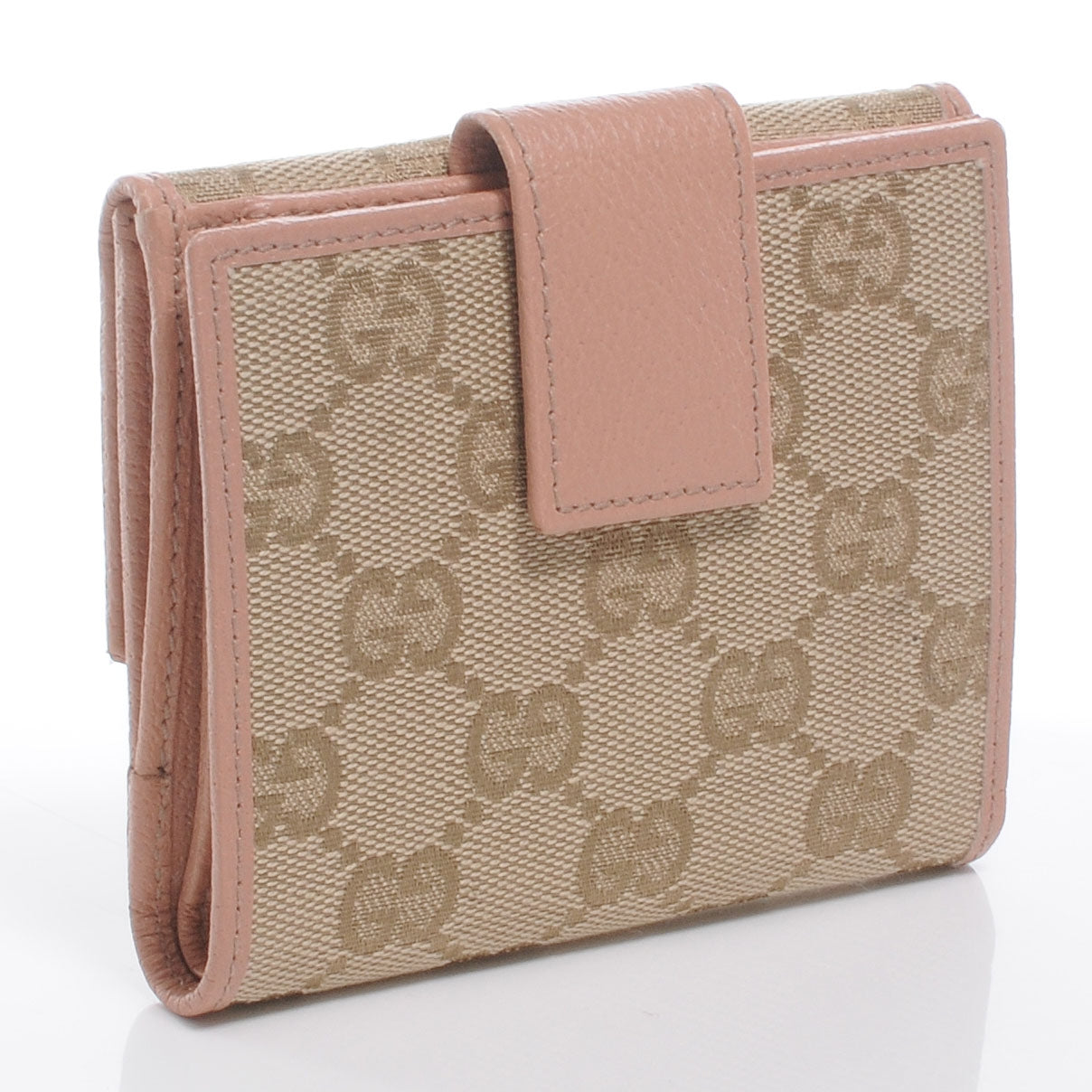 Gucci Monogram Metal Bar French Flap Wallet Pink 3 of 7