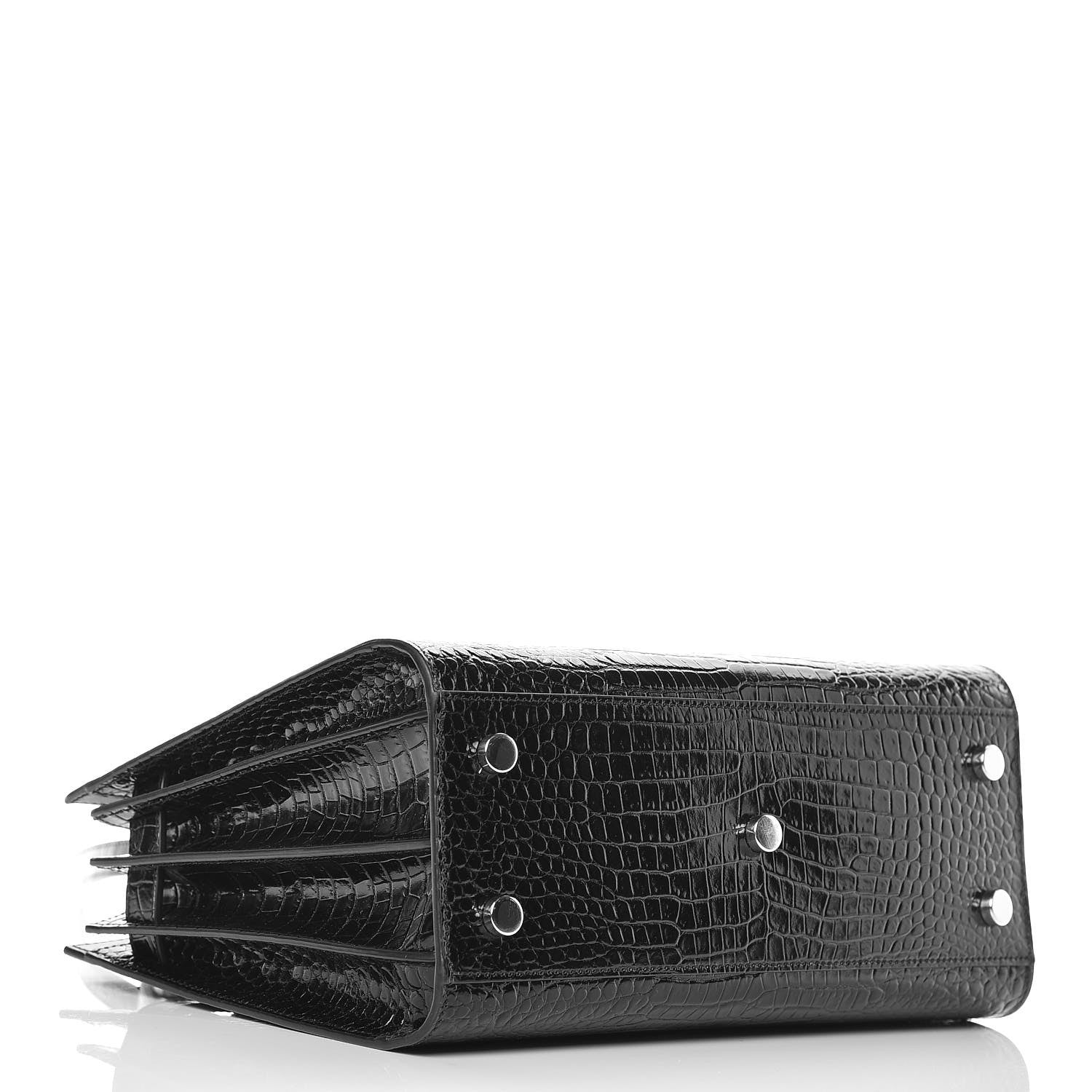Saint Laurent Calfskin Crocodile Embossed Baby Sac De Jour Black 4 of 9