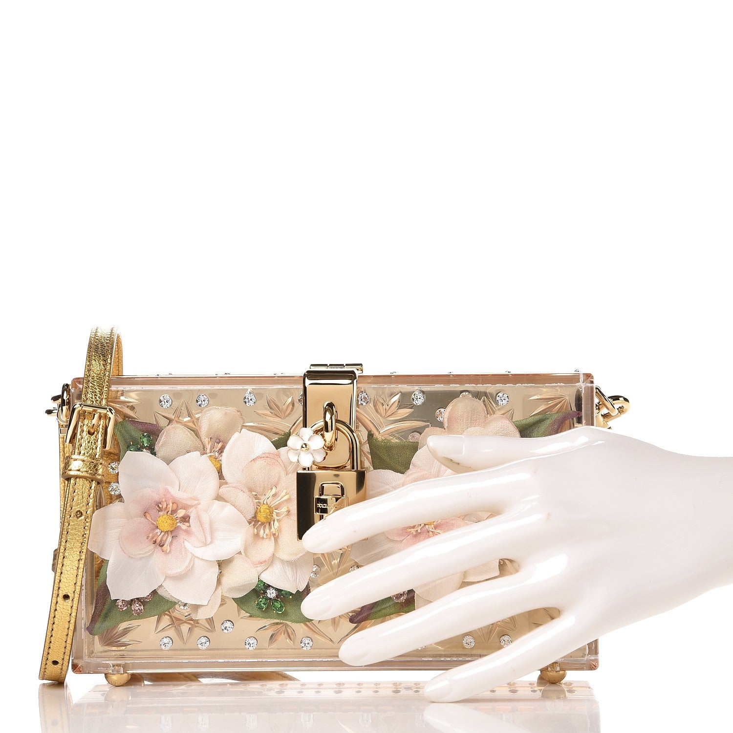 Dolce & Gabbana Metallic Plexiglass Crystal Embellished Shoulder Bag 3 of 8