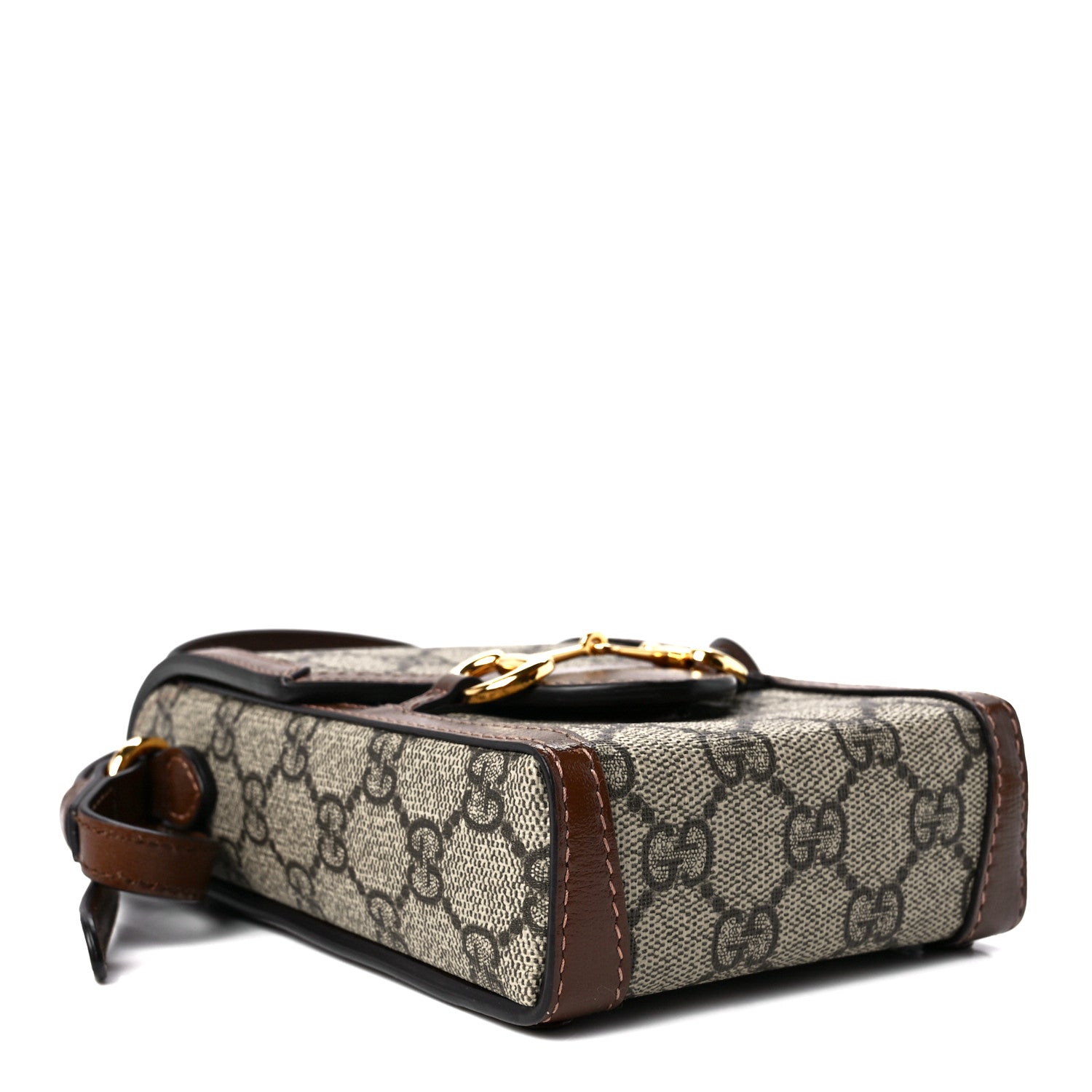 Gucci GG Supreme Monogram Mini Horsebit 1955 Crossbody Bag Beige Brown Sugar 4 of 11