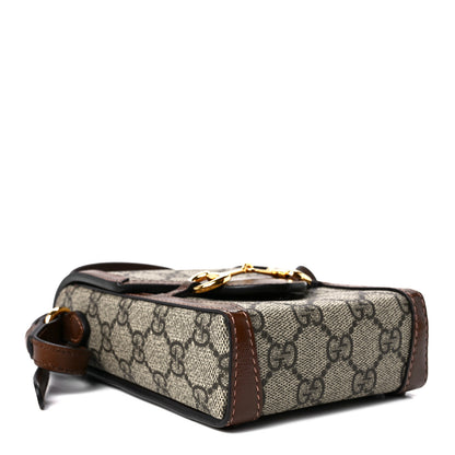 Gucci GG Supreme Monogram Mini Horsebit 1955 Crossbody Bag Beige Brown Sugar 4 of 11