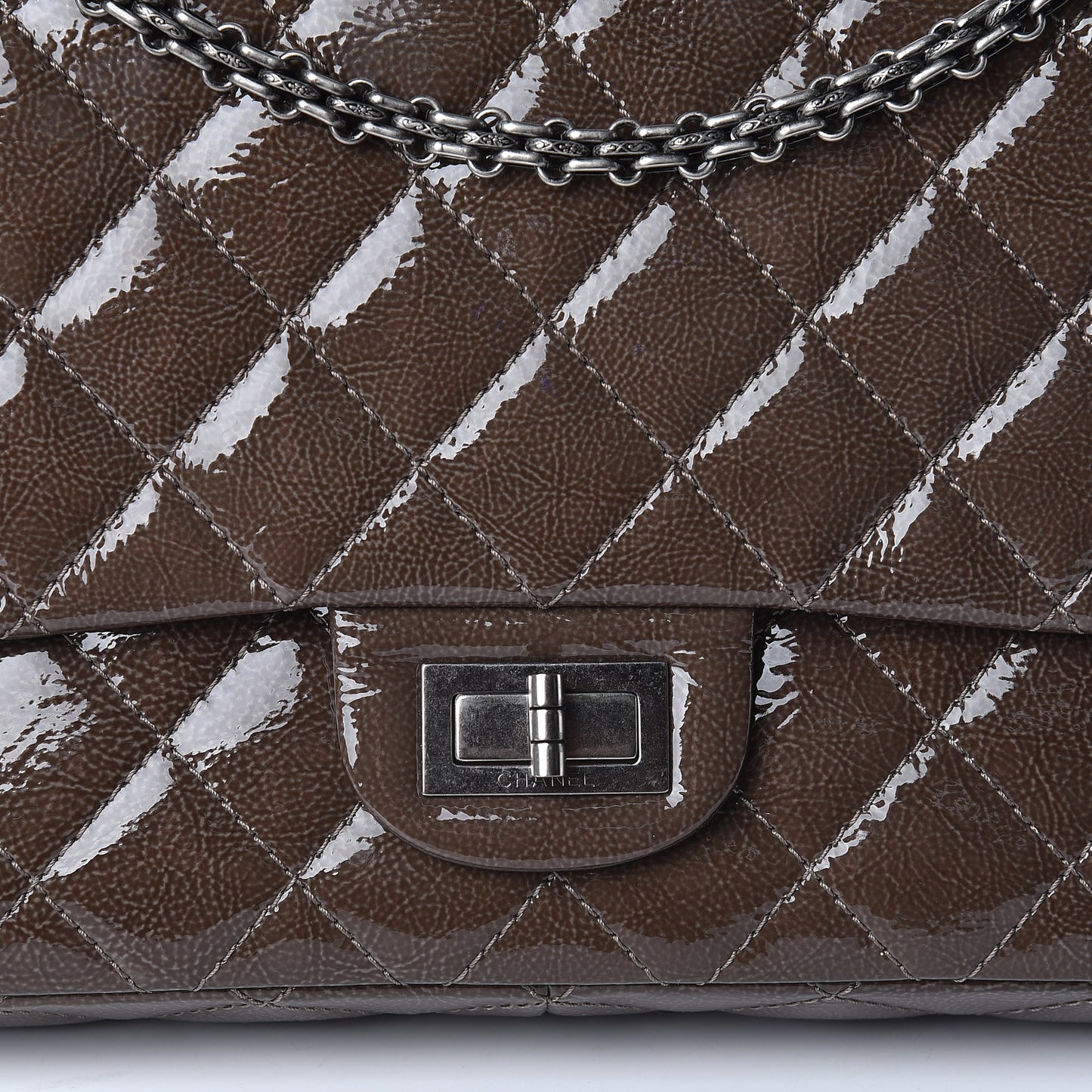 Crinkled Patent Quilted 2.55 Reissue 227 Flap Brown