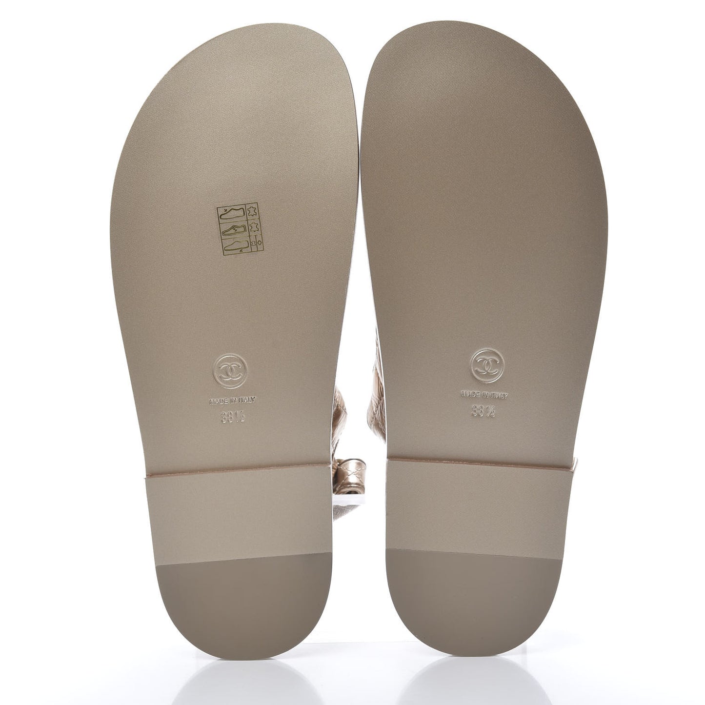 Iridescent Lambskin Quilted Velcro Dad Sandals 38.5 Light Bronze