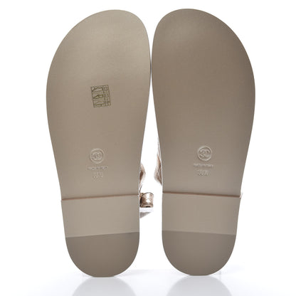 Chanel Iridescent Lambskin Quilted Velcro Dad Sandals 38.5 Light Bronze 5 of 8