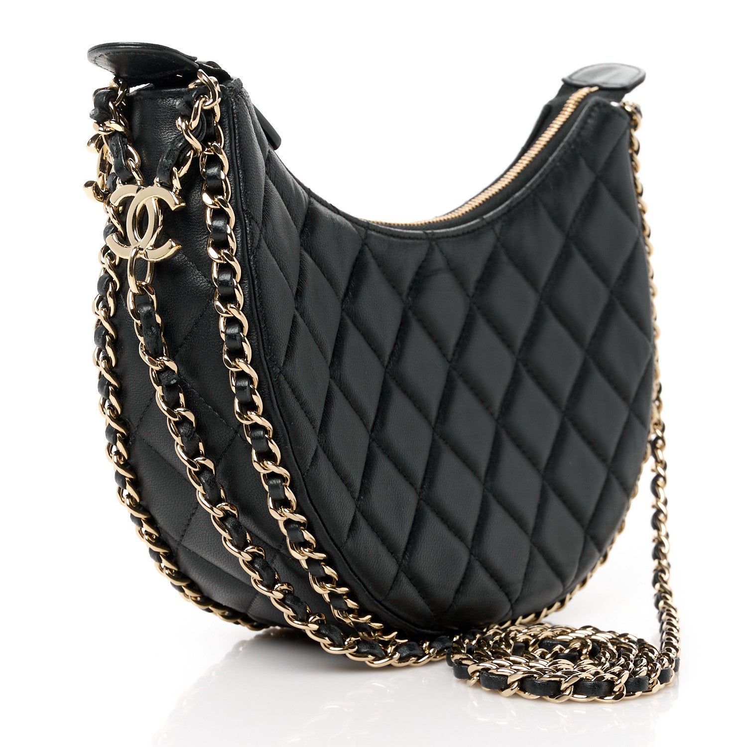 Chanel Lambskin Quilted Chain Around Hobo Black 3 of 11