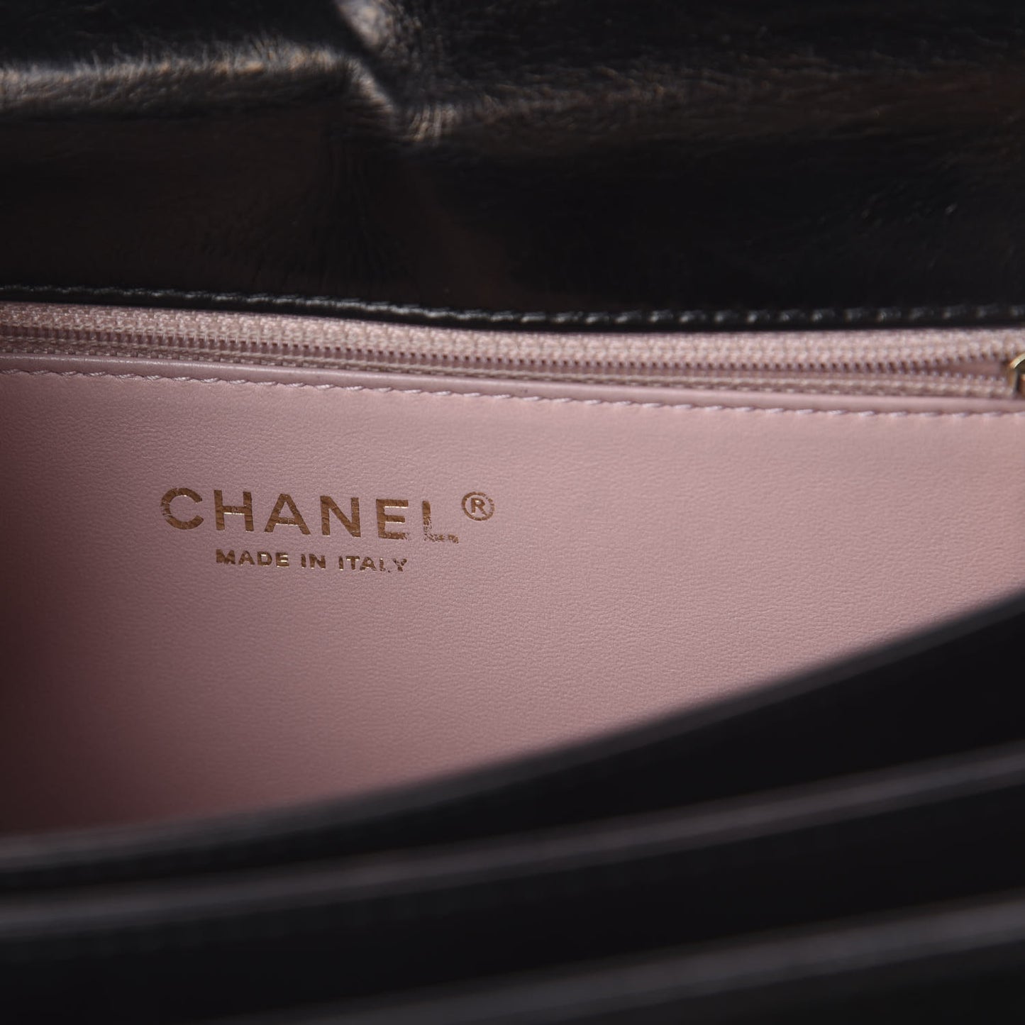 Aged Glazed Calfskin Quilted Straight Lined Flap Black