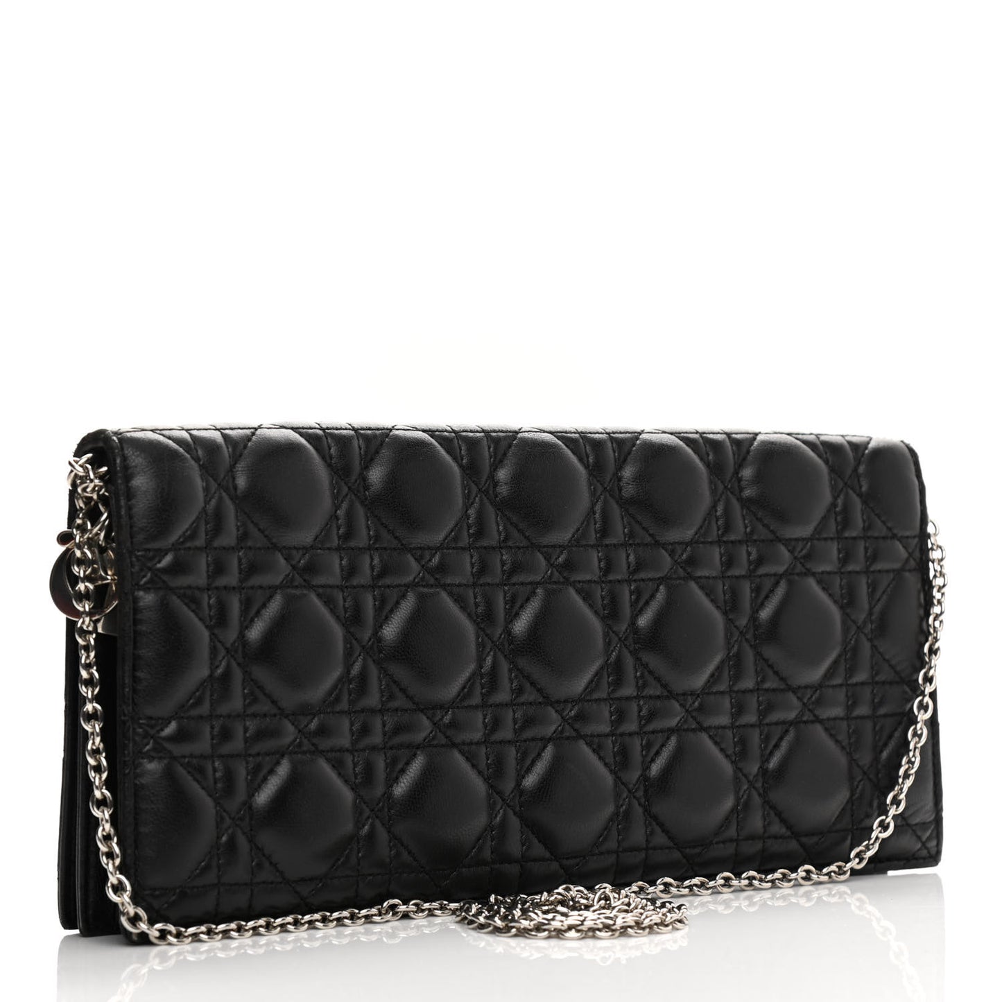 Lambskin Cannage Lady Dior Convertible Clutch Black