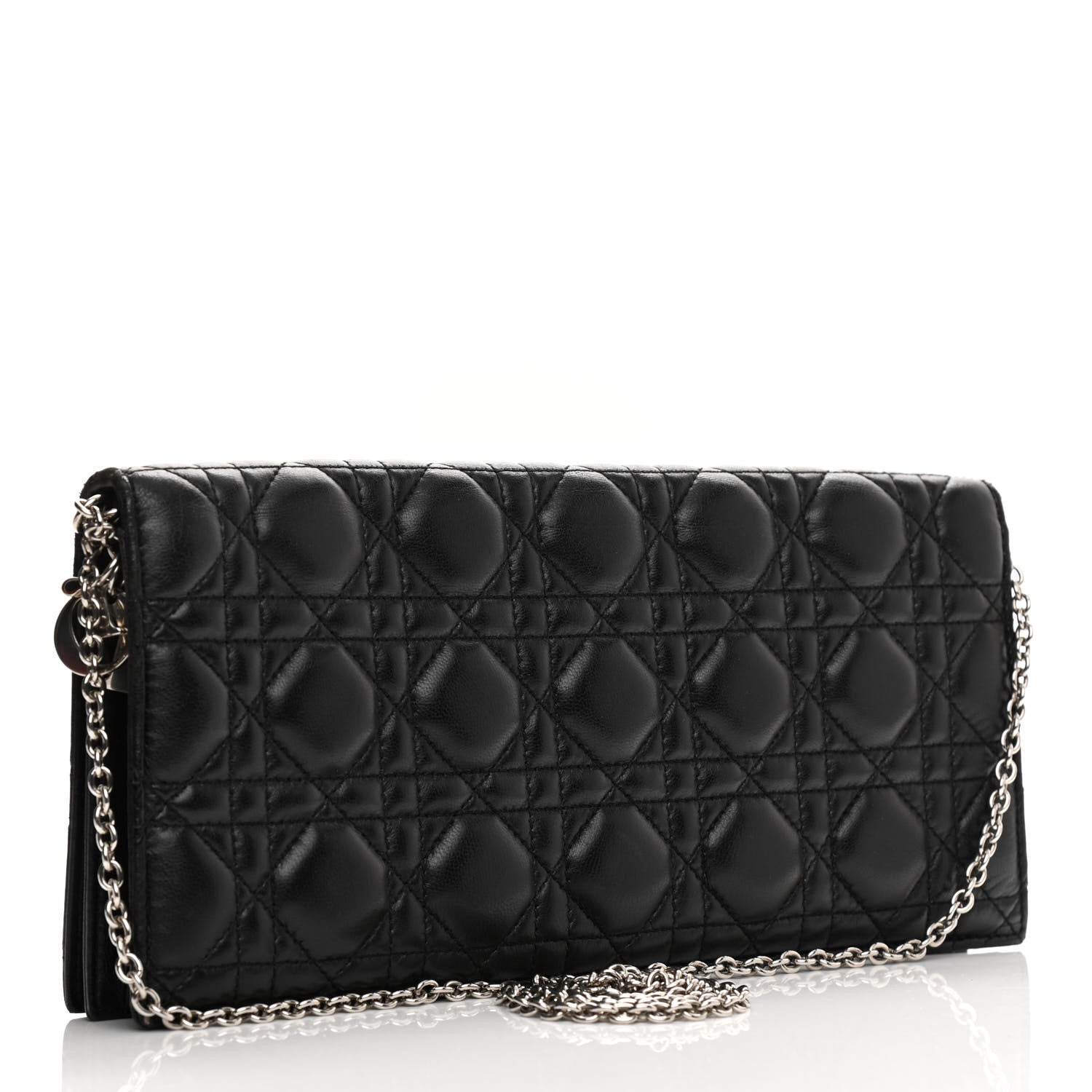 Christian Dior Lambskin Cannage Lady Dior Convertible Clutch Black 2 of 14
