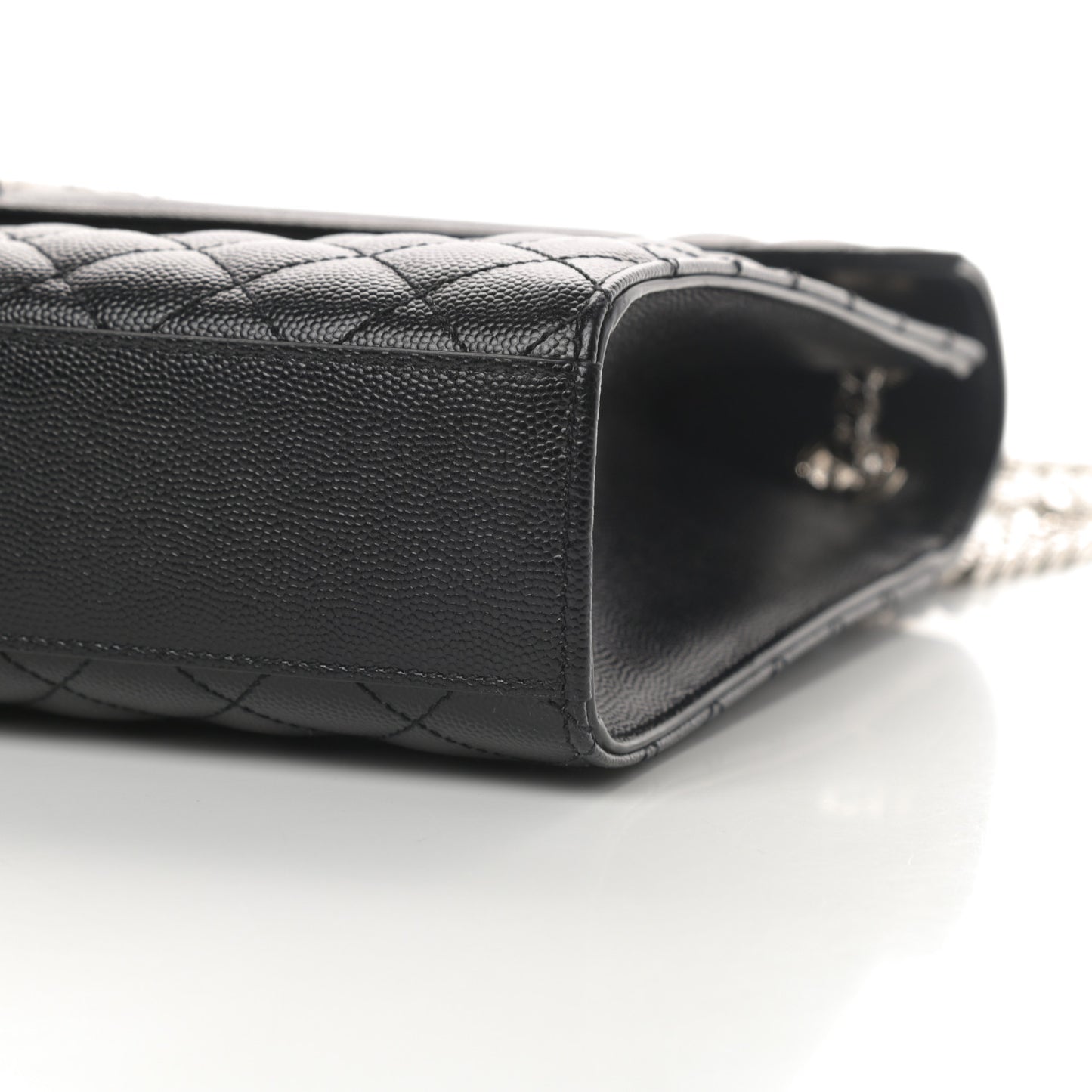 Grain De Poudre Textured Mixed Matelasse Large Triquilt Monogram Satchel Black