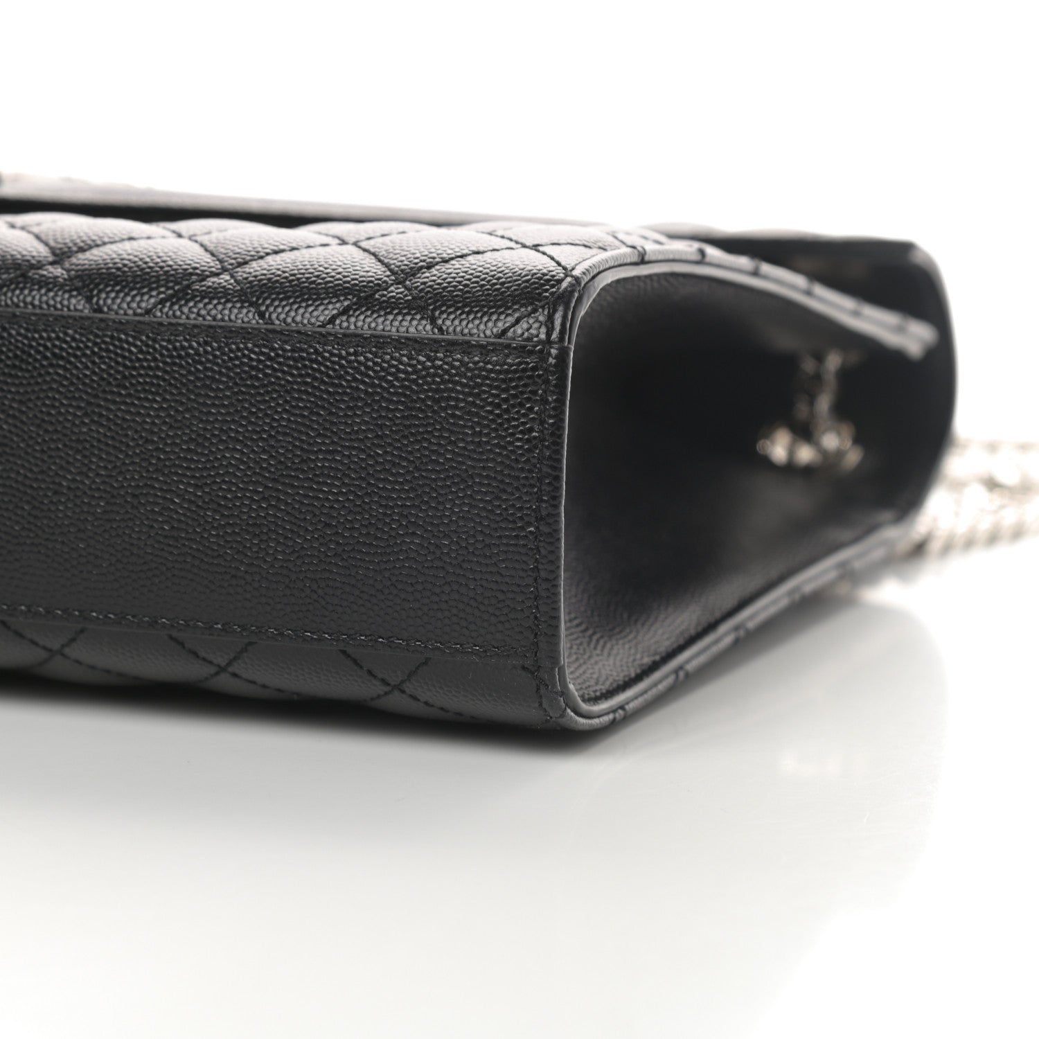 Saint Laurent Grain De Poudre Textured Mixed Matelasse Large Triquilt Monogram Satchel Black 10 of 11