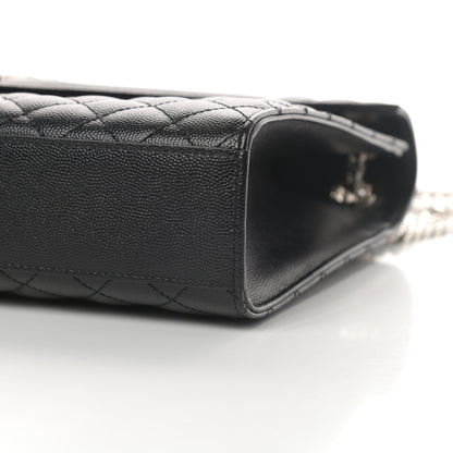 Saint Laurent Grain De Poudre Textured Mixed Matelasse Large Triquilt Monogram Satchel Black 10 of 11