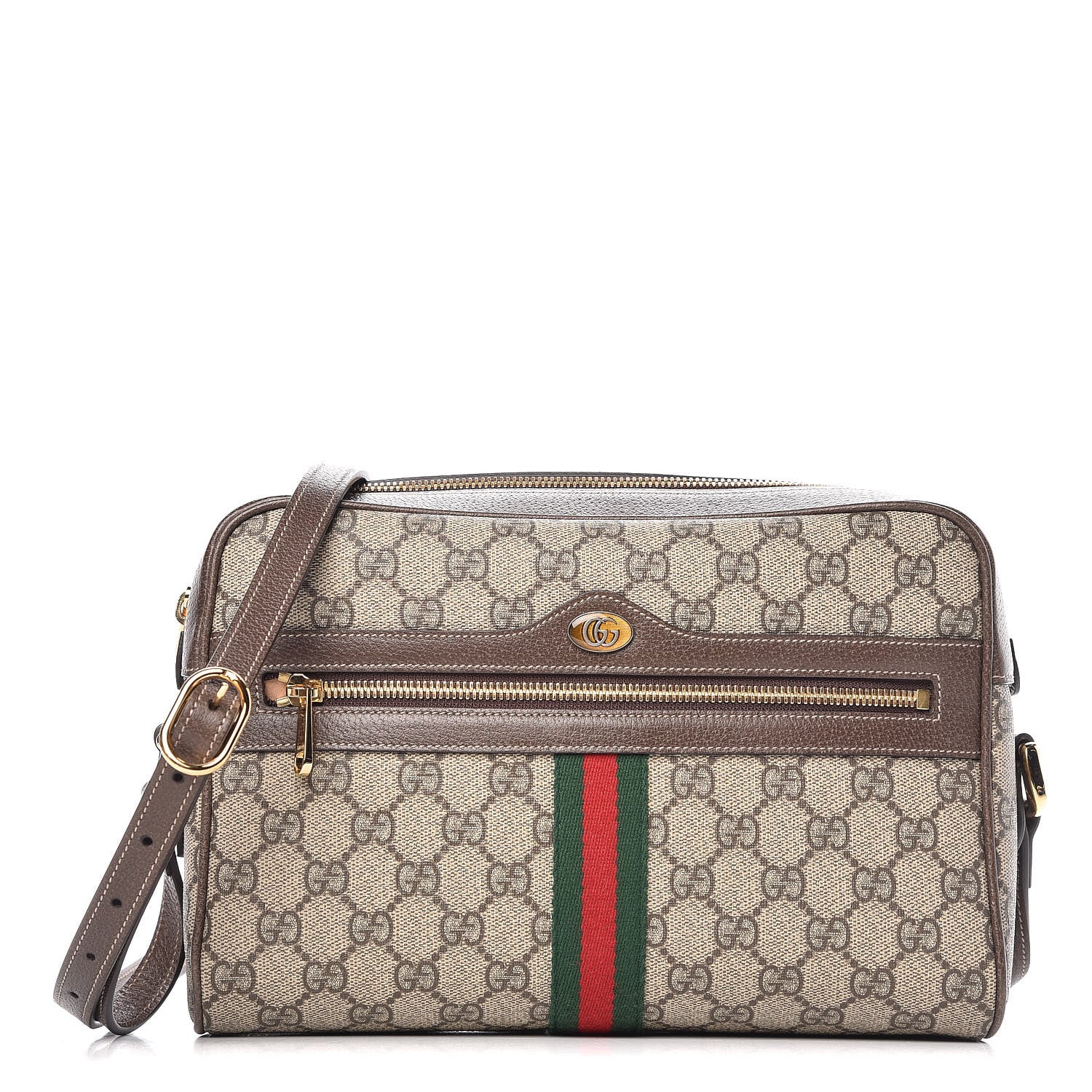 Gucci GG Supreme Monogram Web Small Ophidia Shoulder Bag Brown 1 of 13