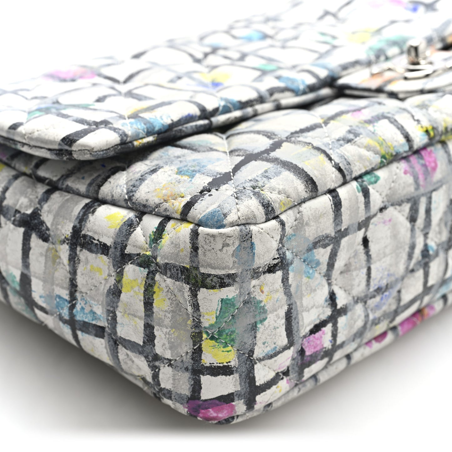 Calfskin Hand Painted Graffiti Flap Multicolor