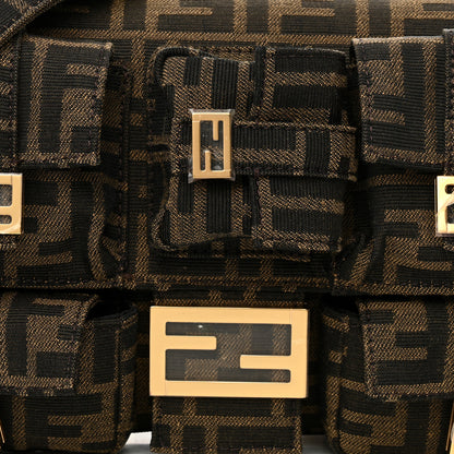 Fendi Fabric Jacquard FF 1974 Multipocket Baguette Tobacco Moro 8 of 12