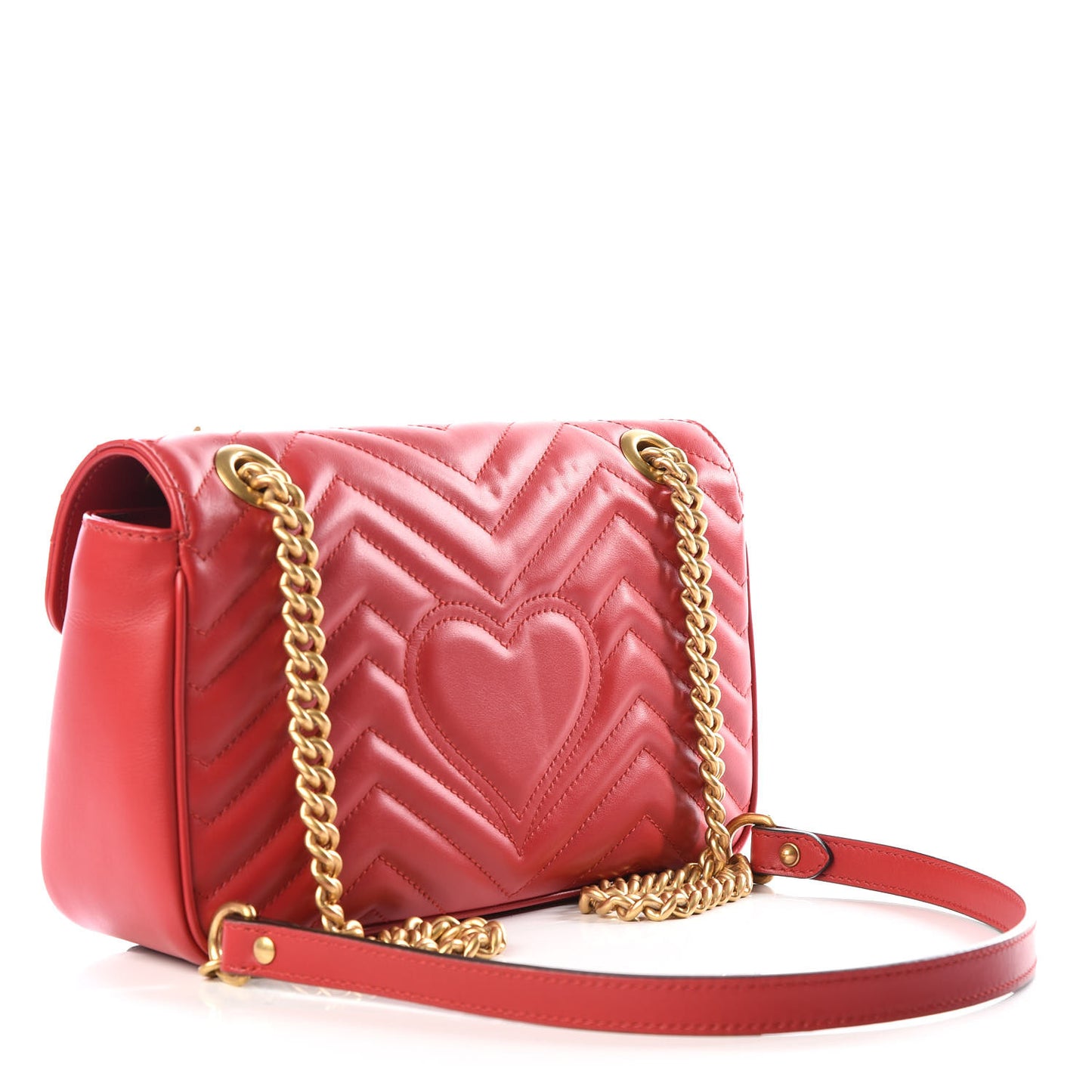 Calfskin Matelasse Small GG Marmont Shoulder Bag Hibiscus Red