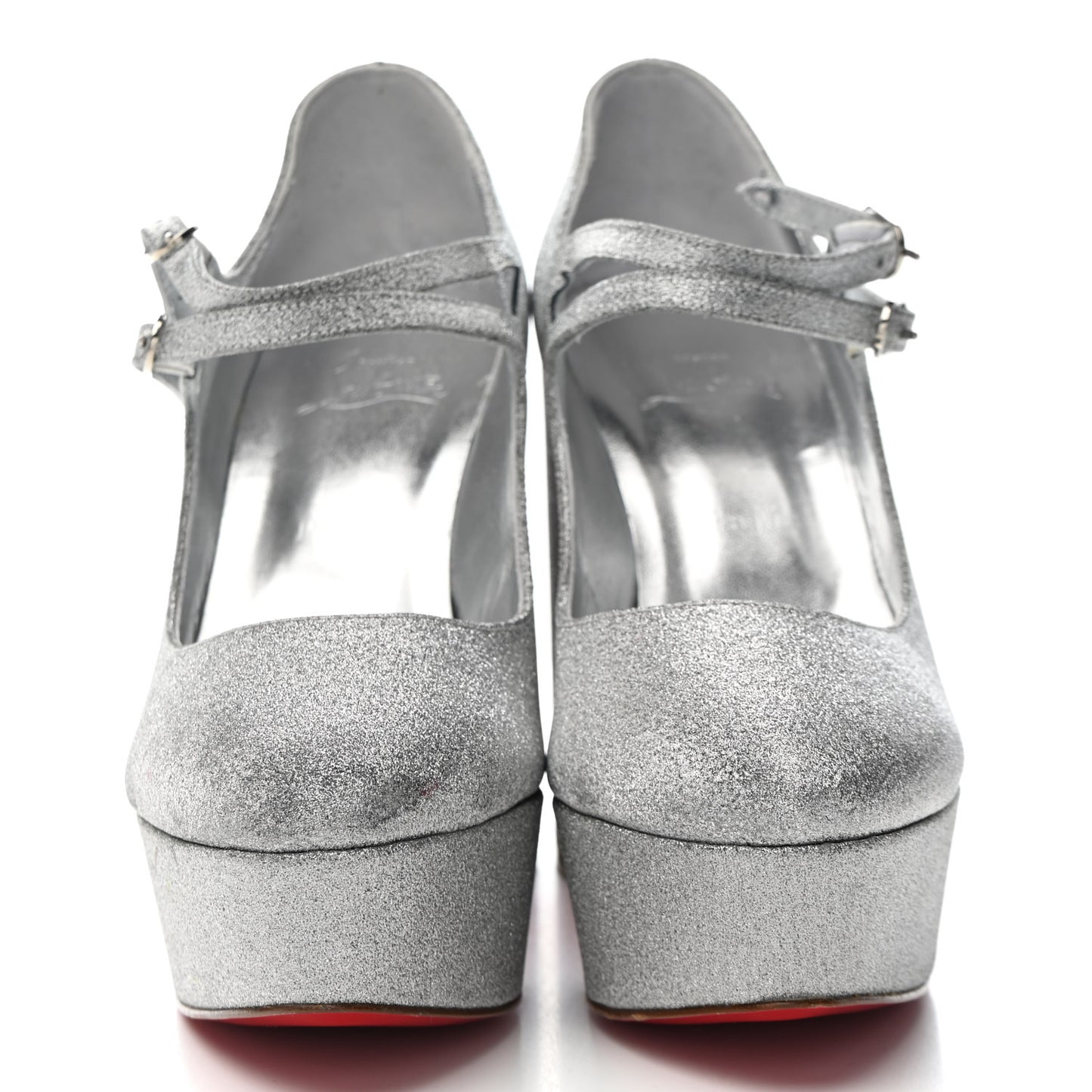 Glitter Calfskin Movida Jane 130 Platform Pump 38.5 Silver