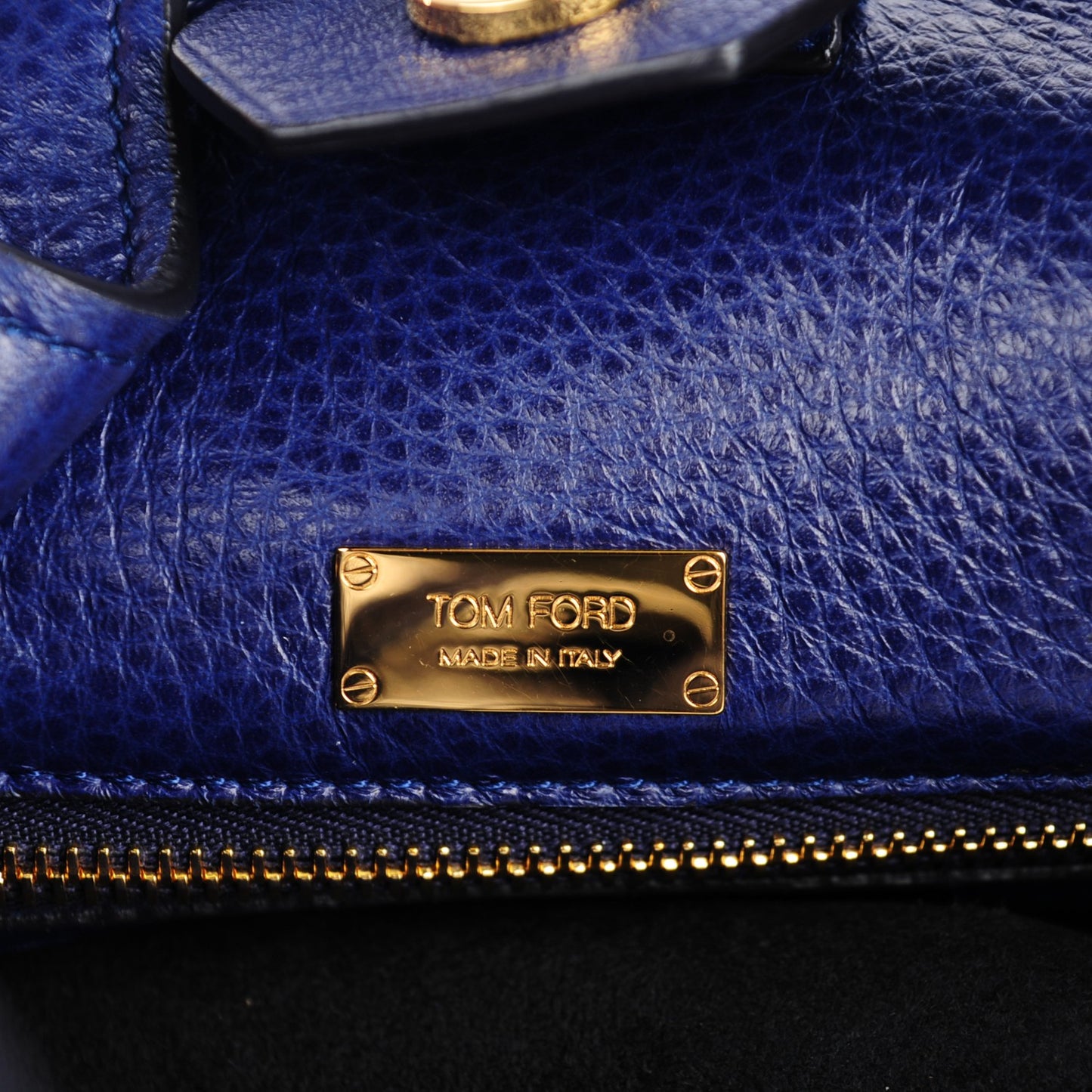 Grained Calfskin Alix Padlock Zip Tote Cobalt