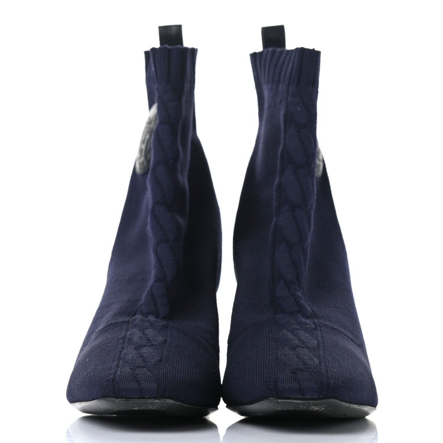 Hermes Knit Calfskin Volver Ankle Boots 36.5 Bleu Diplomatique 2 of 10