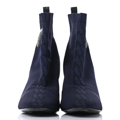 Hermes Knit Calfskin Volver Ankle Boots 36.5 Bleu Diplomatique 2 of 10