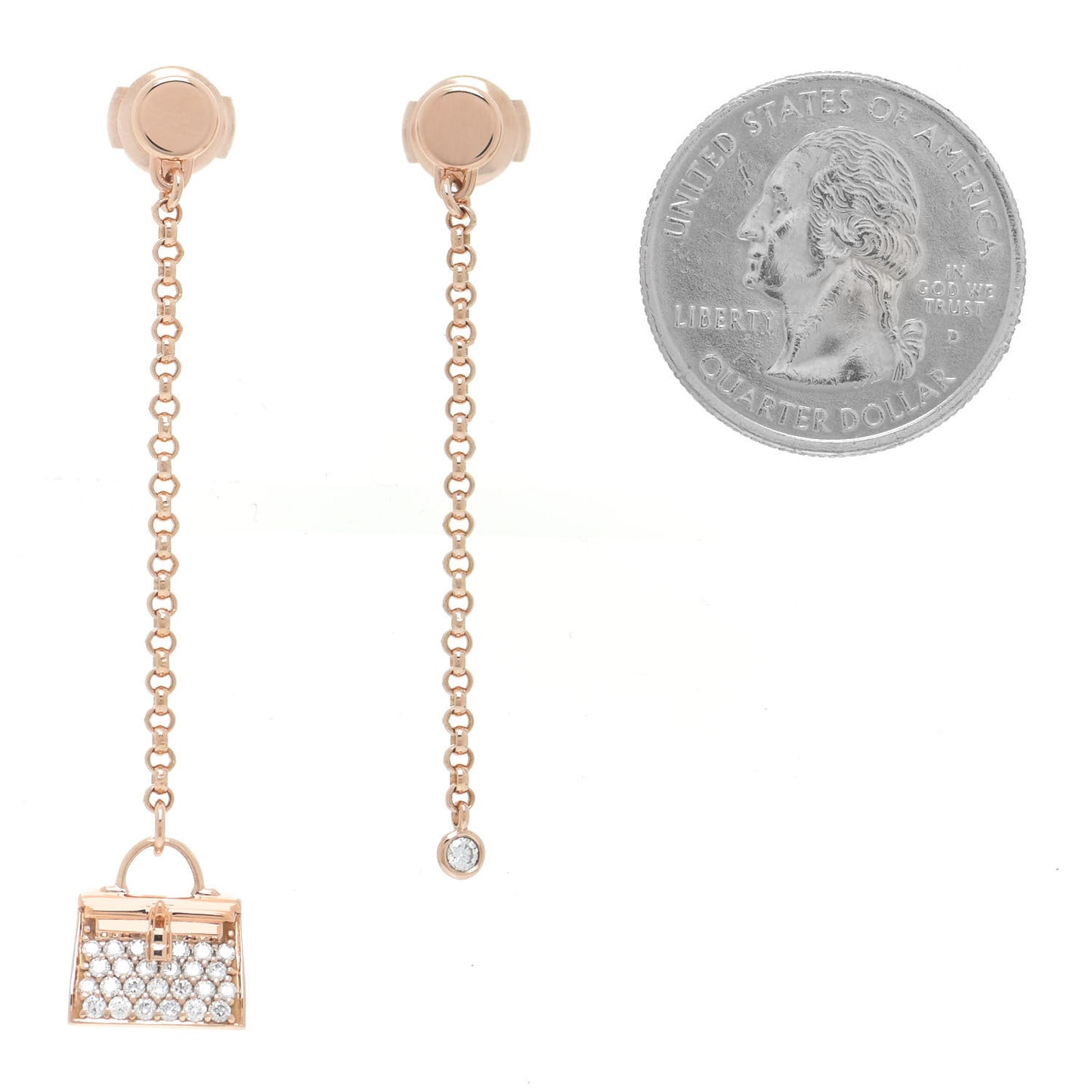 18K Rose Gold Diamond Kelly Amulette Drop Earrings