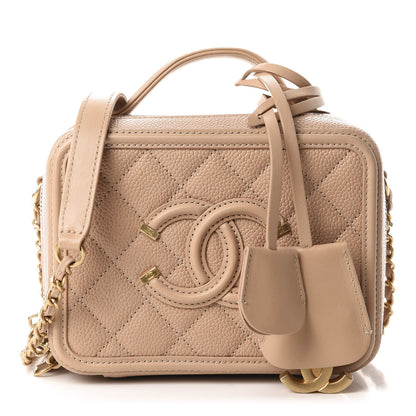 Chanel Caviar Quilted Small CC Filigree Vanity Case Beige 1 of 10