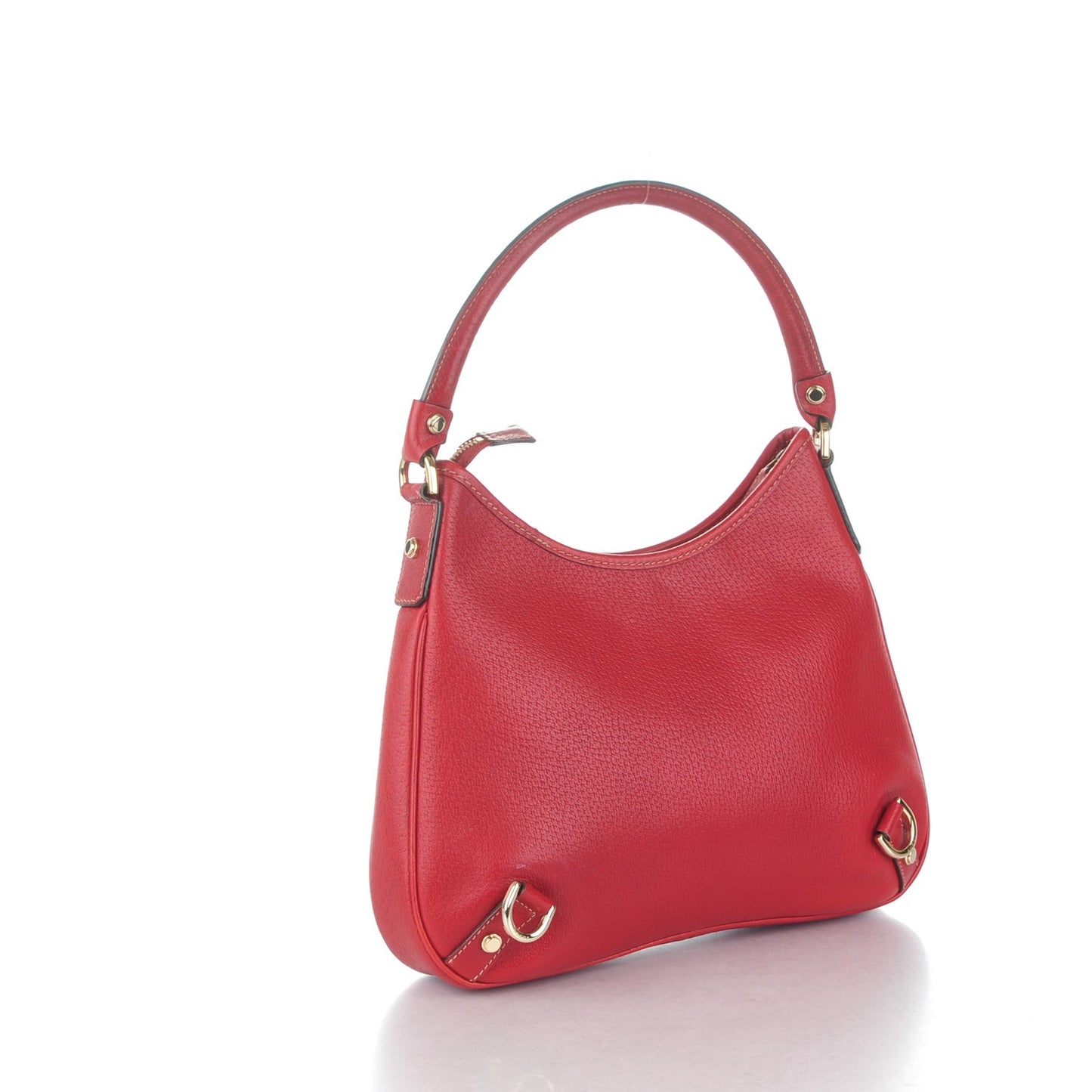 Calfskin Abbey D Ring Hobo Red