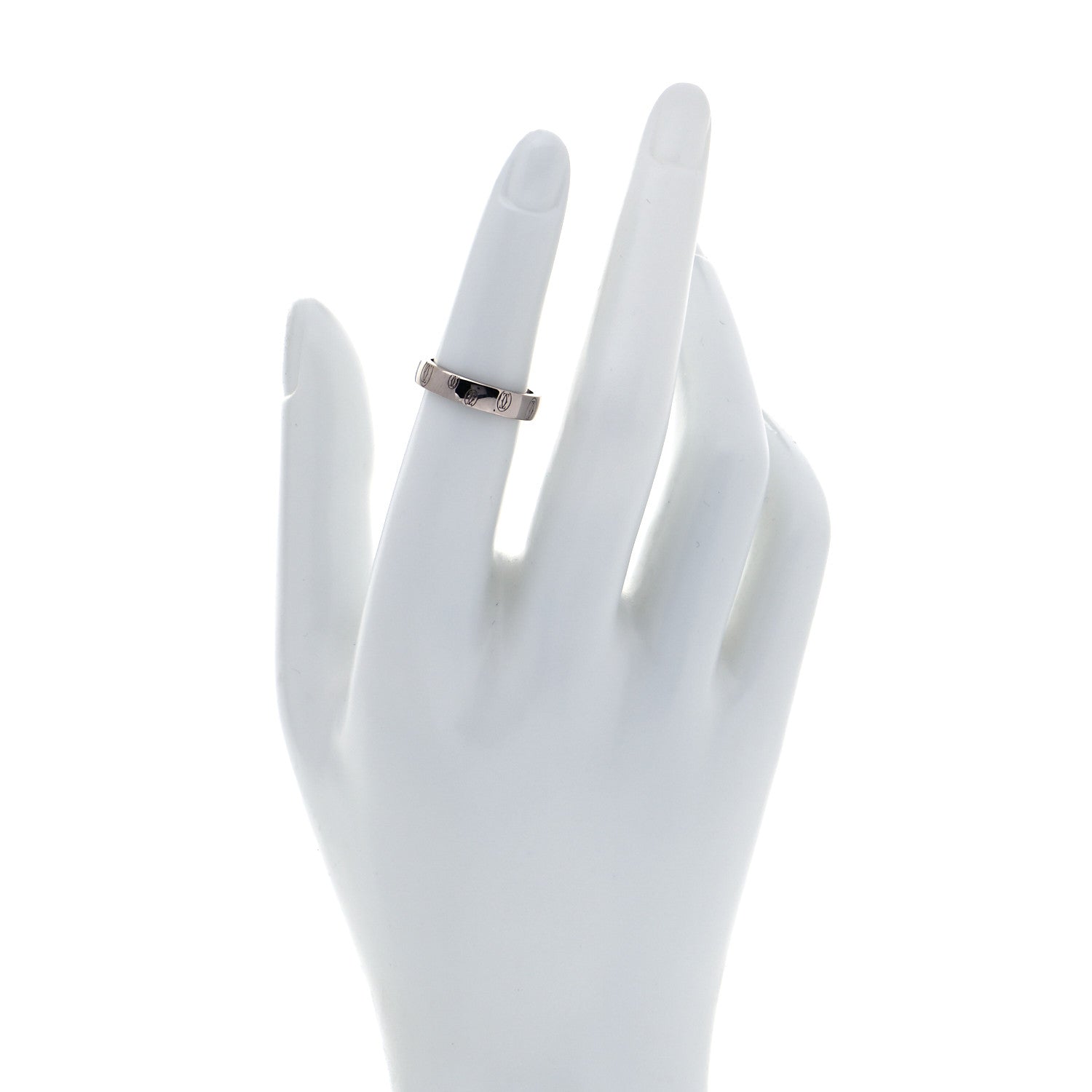 Cartier 18K White Gold 4mm Happy Birthday Band Ring 50 5.25 2 of 5