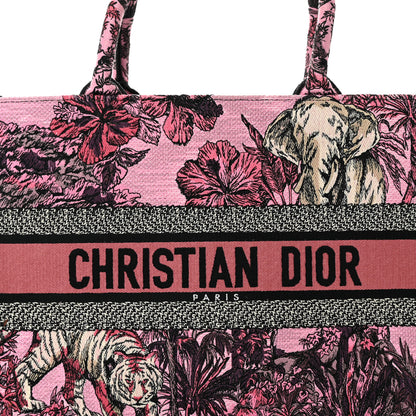 Christian Dior Canvas Embroidered Medium Toile de Jouy Voyage Book Tote Fuchsia Multicolor 8 of 10