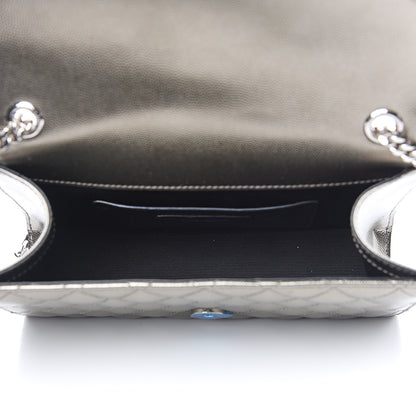 Saint Laurent Metallic Grain De Poudre Textured Mixed Matelasse Triquilt Small Monogram Satchel Piombo 4 of 7