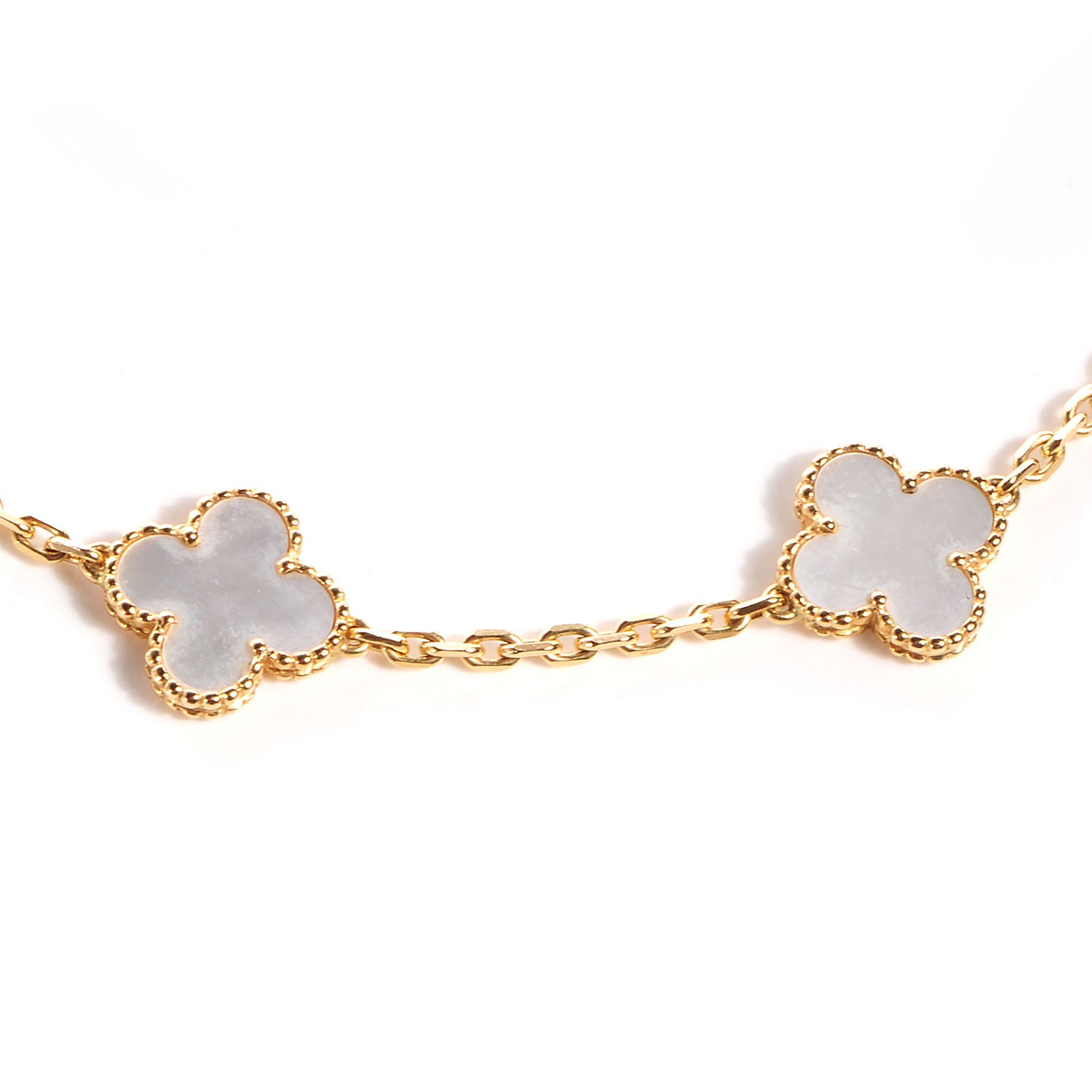 Van Cleef & Arpels 18K Yellow Gold Mother of Pearl 20 Motifs Vintage Alhambra Necklace 4 of 8