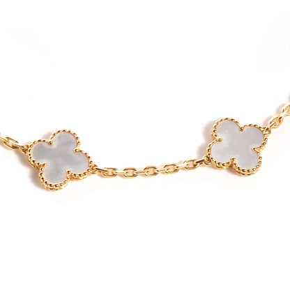 Van Cleef & Arpels 18K Yellow Gold Mother of Pearl 20 Motifs Vintage Alhambra Necklace 4 of 8