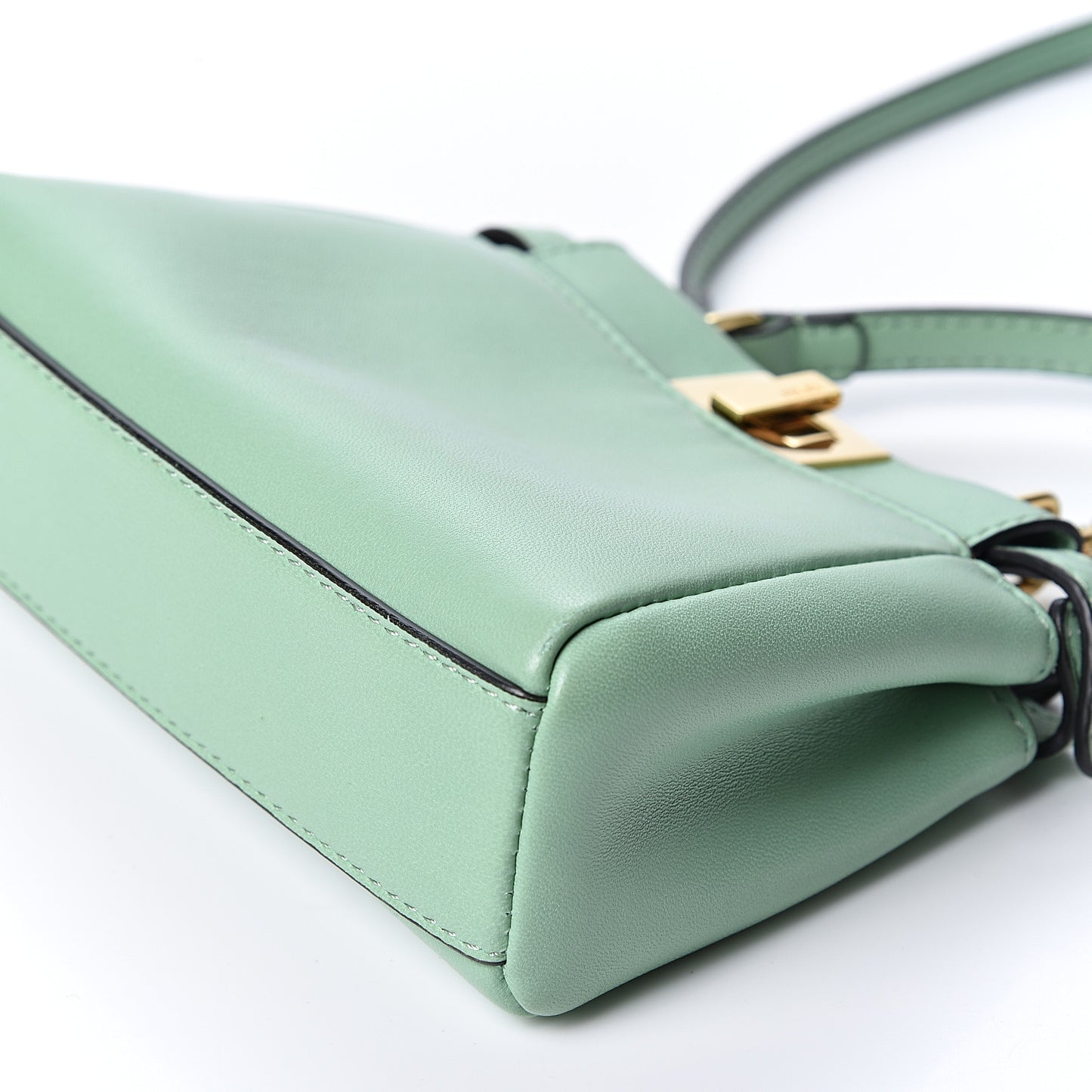 Shiny Nappa Micro Peekaboo Iconic Satchel Verde Acqua