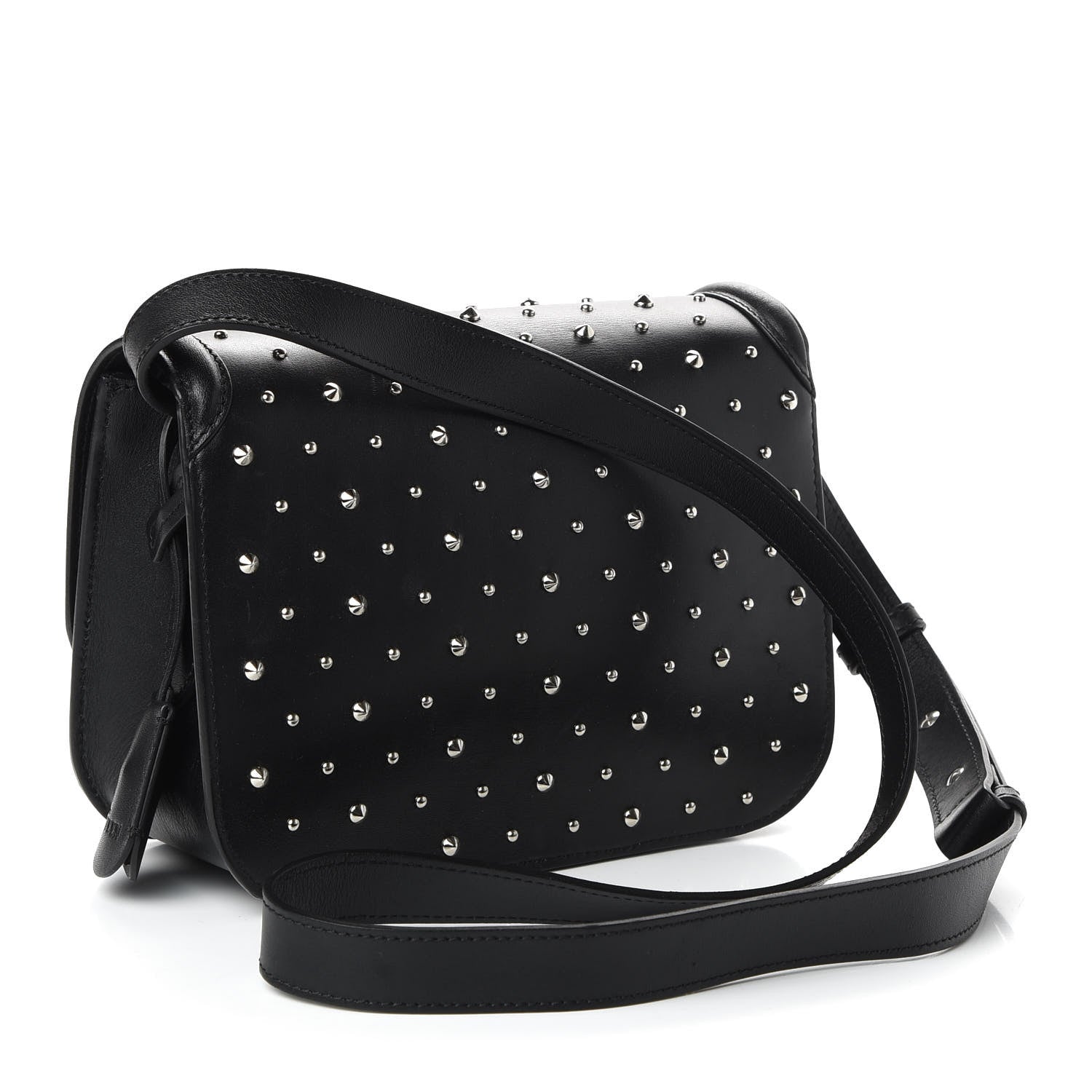 Alexander McQueen Calfskin Studded Small Padlock Crossbody Bag Black 3 of 10