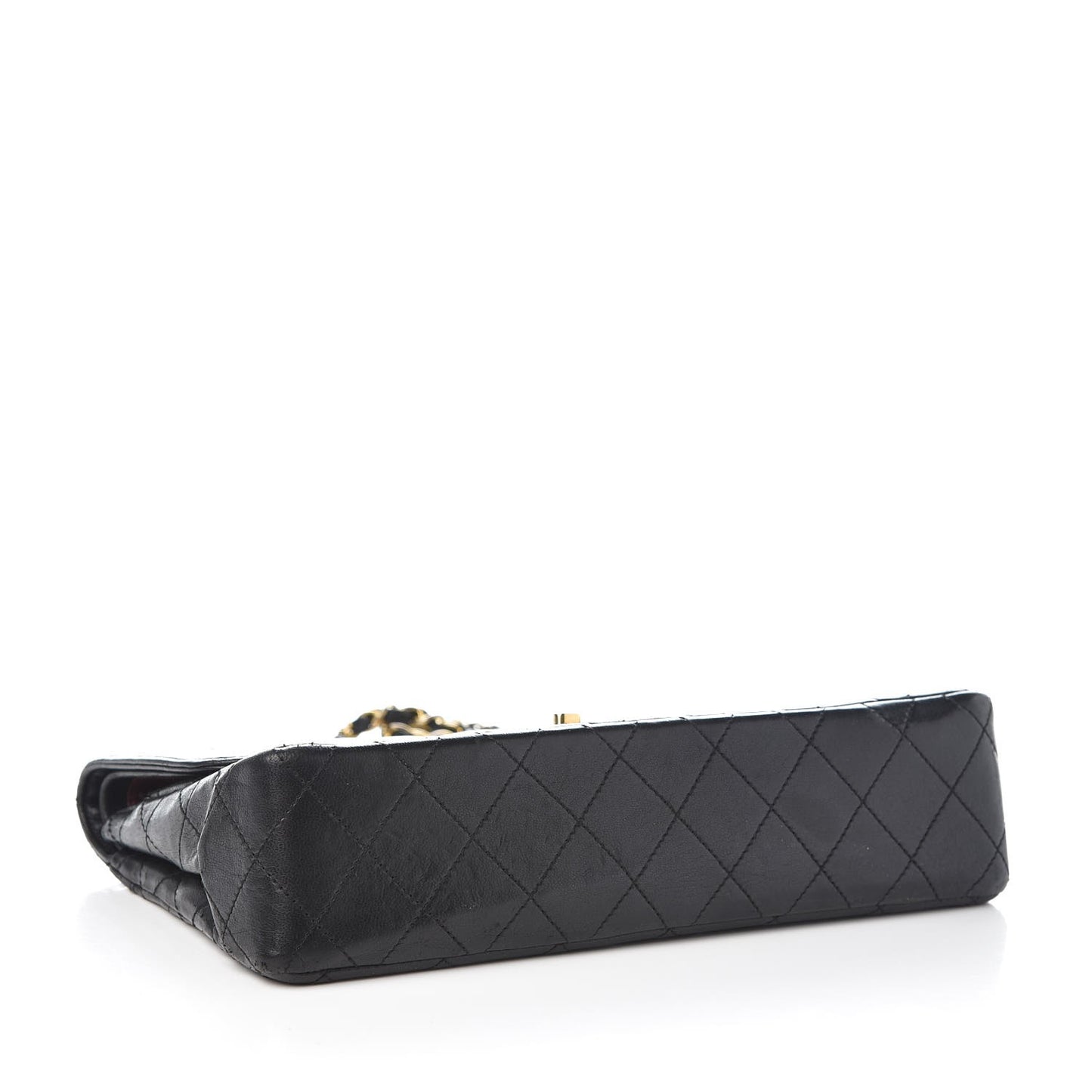 Lambskin Quilted Medium Double Flap Black