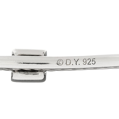 David Yurman Sterling Silver Diamond 3mm Square Station Cable Bangle Bracelet 3 of 3