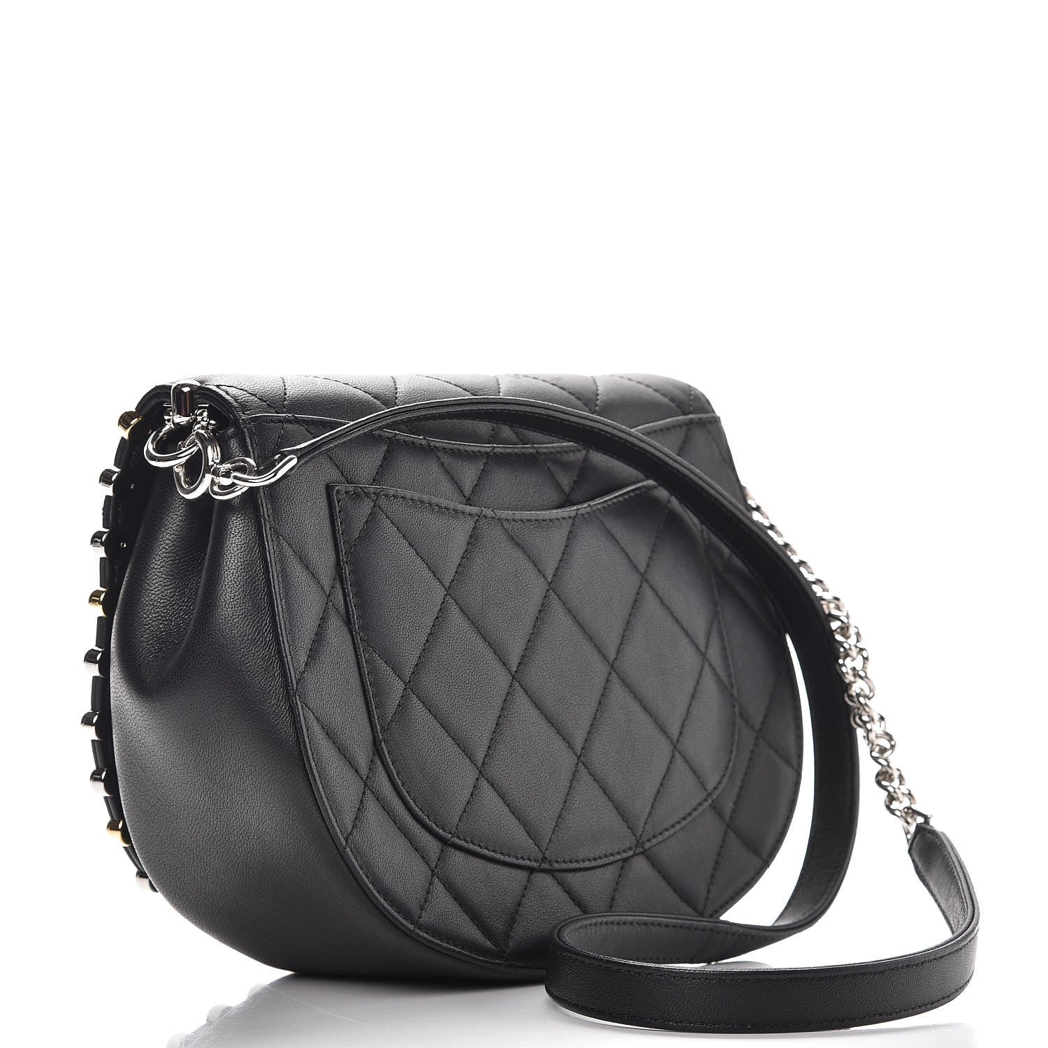 Chanel Lambskin Quilted Studded Bubble Flap Black 3 of 8