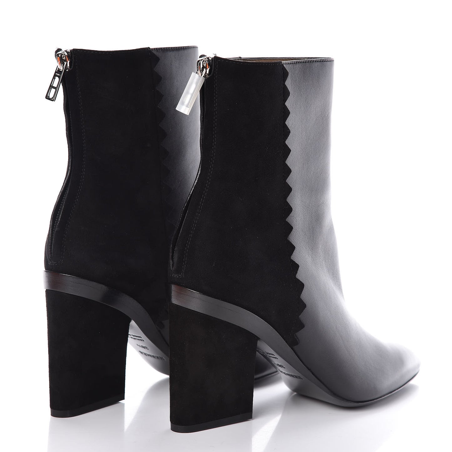 Calfskin Velvet Goatskin Womens Proof Low Boot 38.5 Black