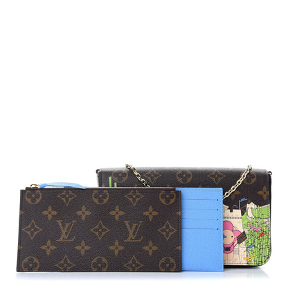 Louis Vuitton Monogram 2021 Christmas Animation China Wall Pochette Felicie Chain Wallet Myosotis Blue 1 of 9