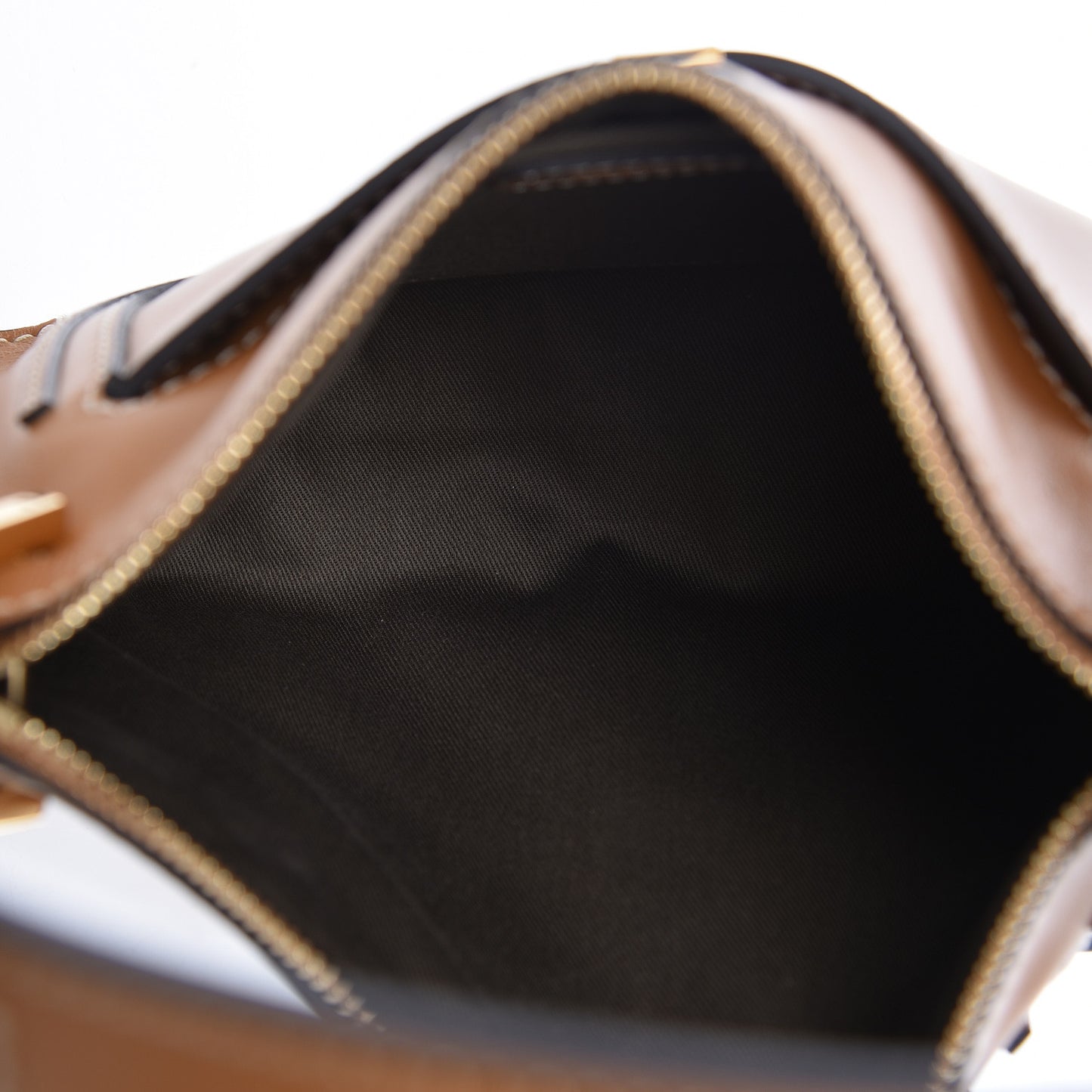 Shiny Calfskin Small Marcie Saddle Shoulder Bag Autumnal Brown