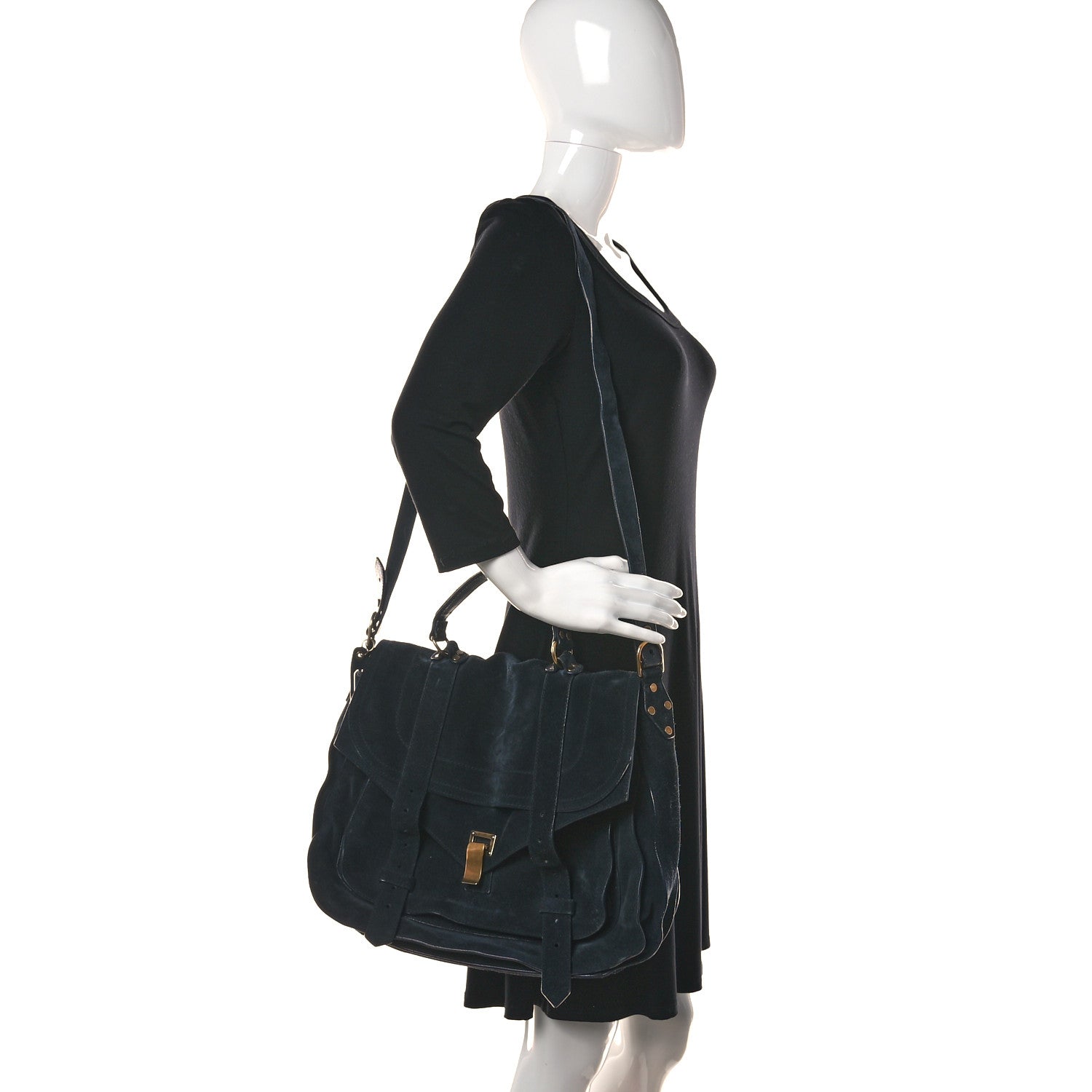 Proenza Schouler Suede Medium PS1 Satchel Navy 2 of 11