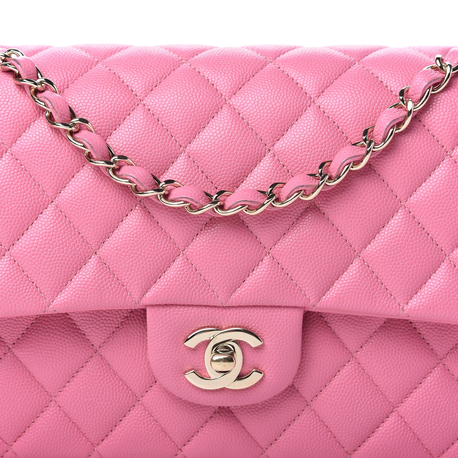 Chanel Caviar Quilted Medium Double Flap Pink 10 of 10